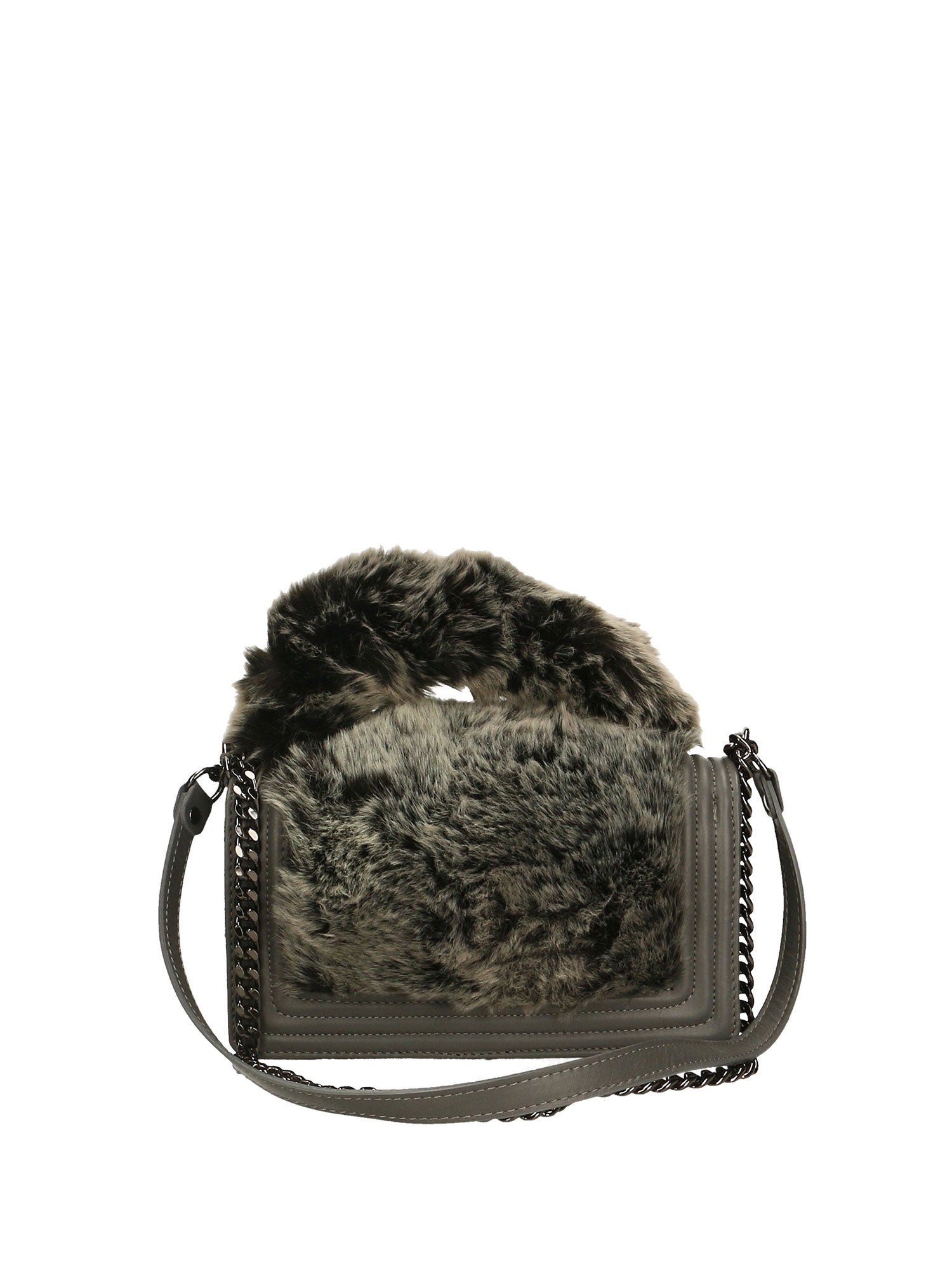 Silvana Pro Borsa a tracolla donna Vera pelle + Calfhair 6599-GRIGIO Chiara Ferretti
