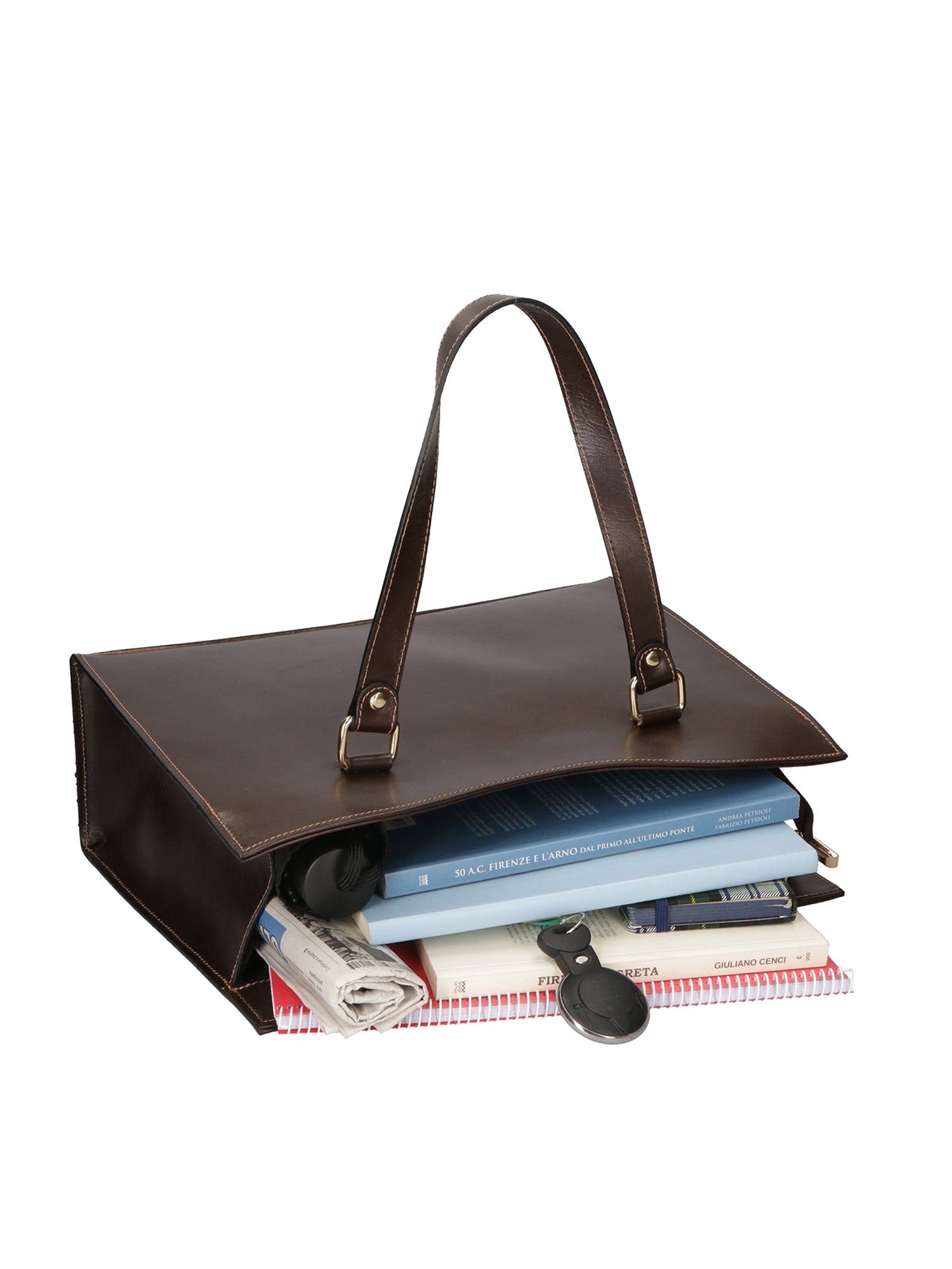 Frida Damenhandtasche aus echtem Leder, hergestellt in Italien, 28 x 38 x 12 cm