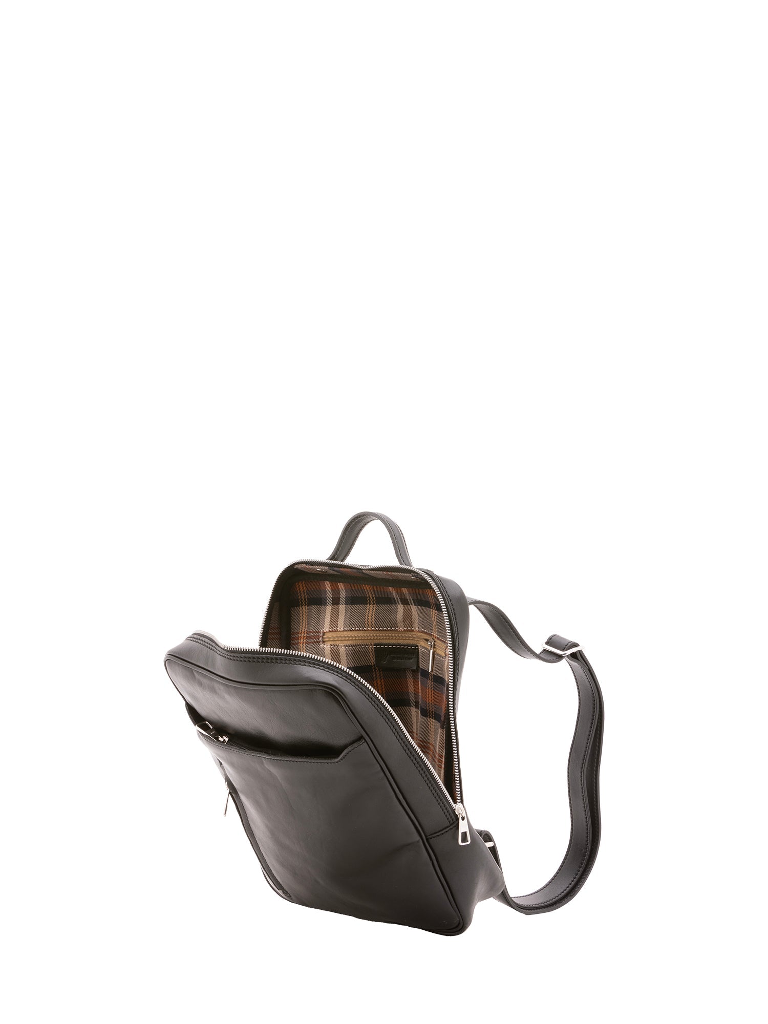 Zaino unisex in vera pelle Made in Italy 100% cotone 4057-NERO Alessia Firenze
