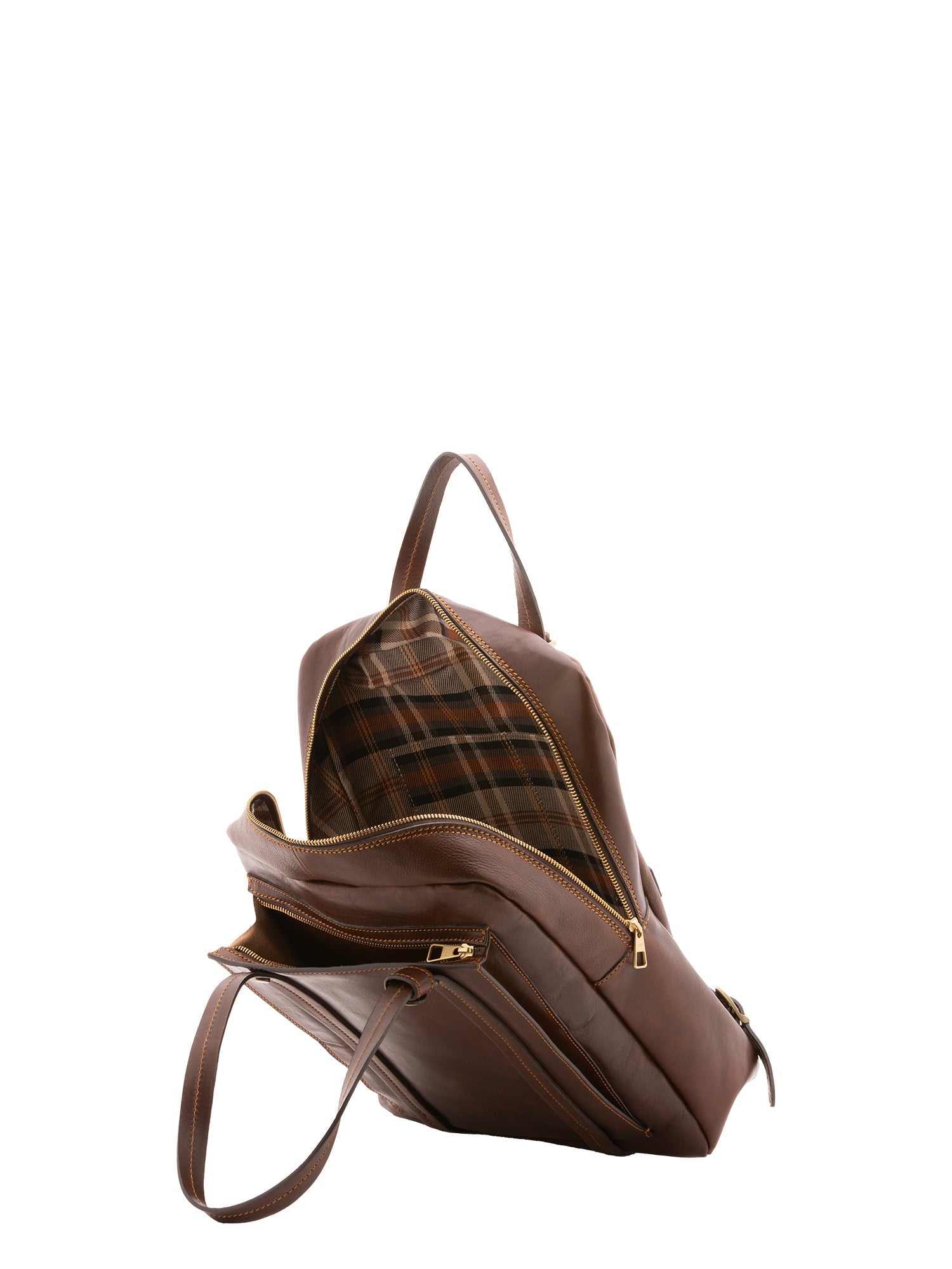 Zaino unisex in vera pelle Made in Italy 100% cotone 4592-TESTA DI MORO Alessia Firenze