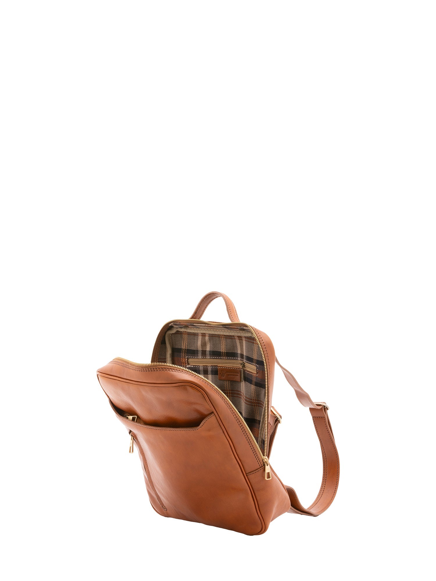 Zaino unisex in vera pelle Made in Italy 100% cotone 4057-MIELE Alessia Firenze