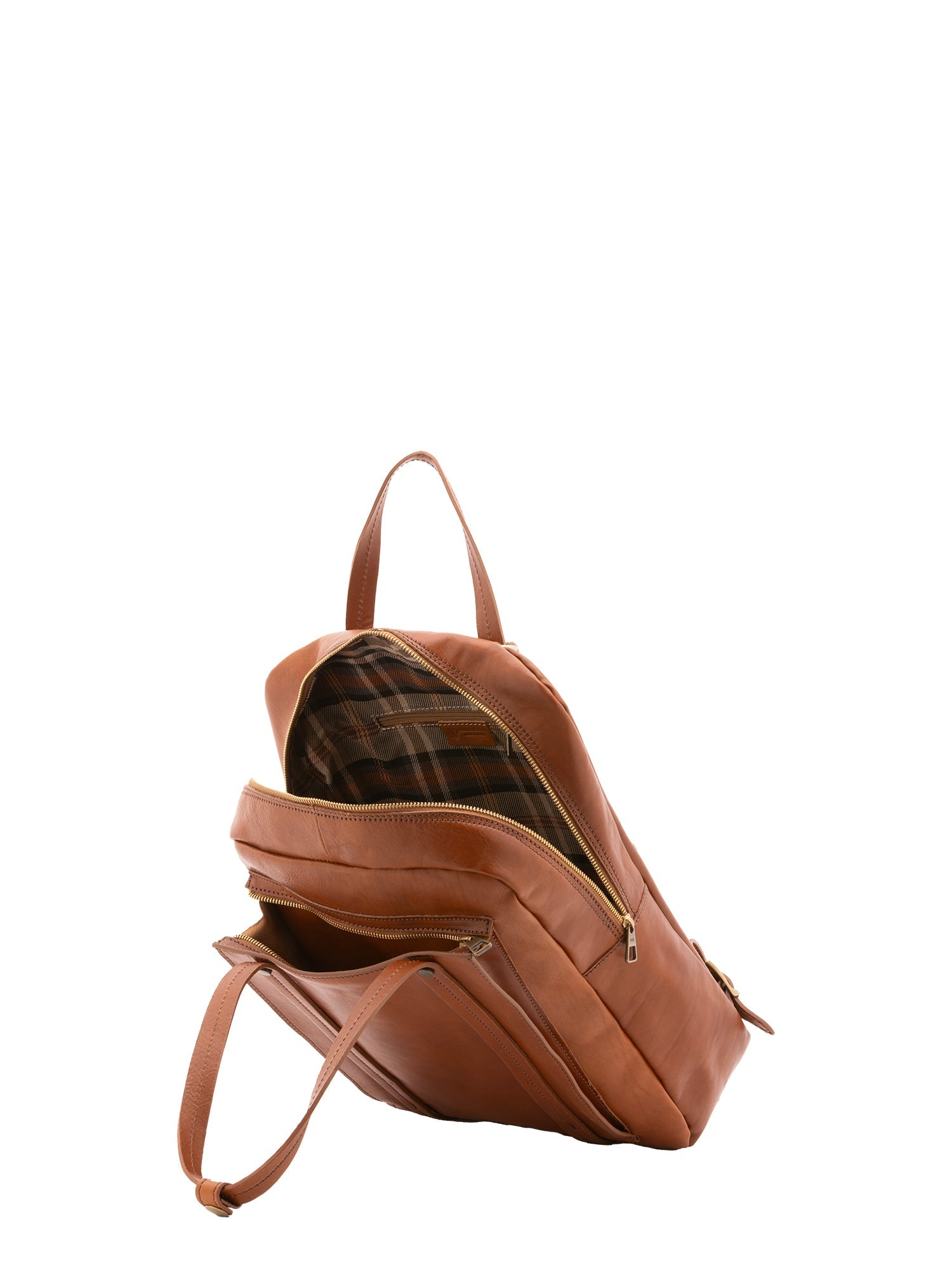 Zaino unisex in vera pelle Made in Italy 100% cotone 4592-MIELE Alessia Firenze