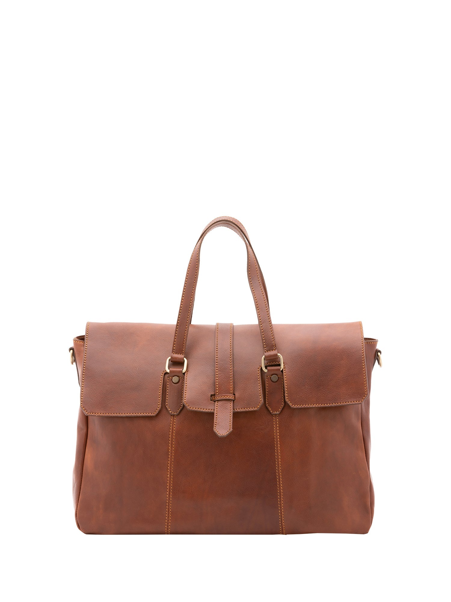 Borsa da viaggio unisex in vera pelle 100% cotone 4066-MARRONE Alessia Firenze