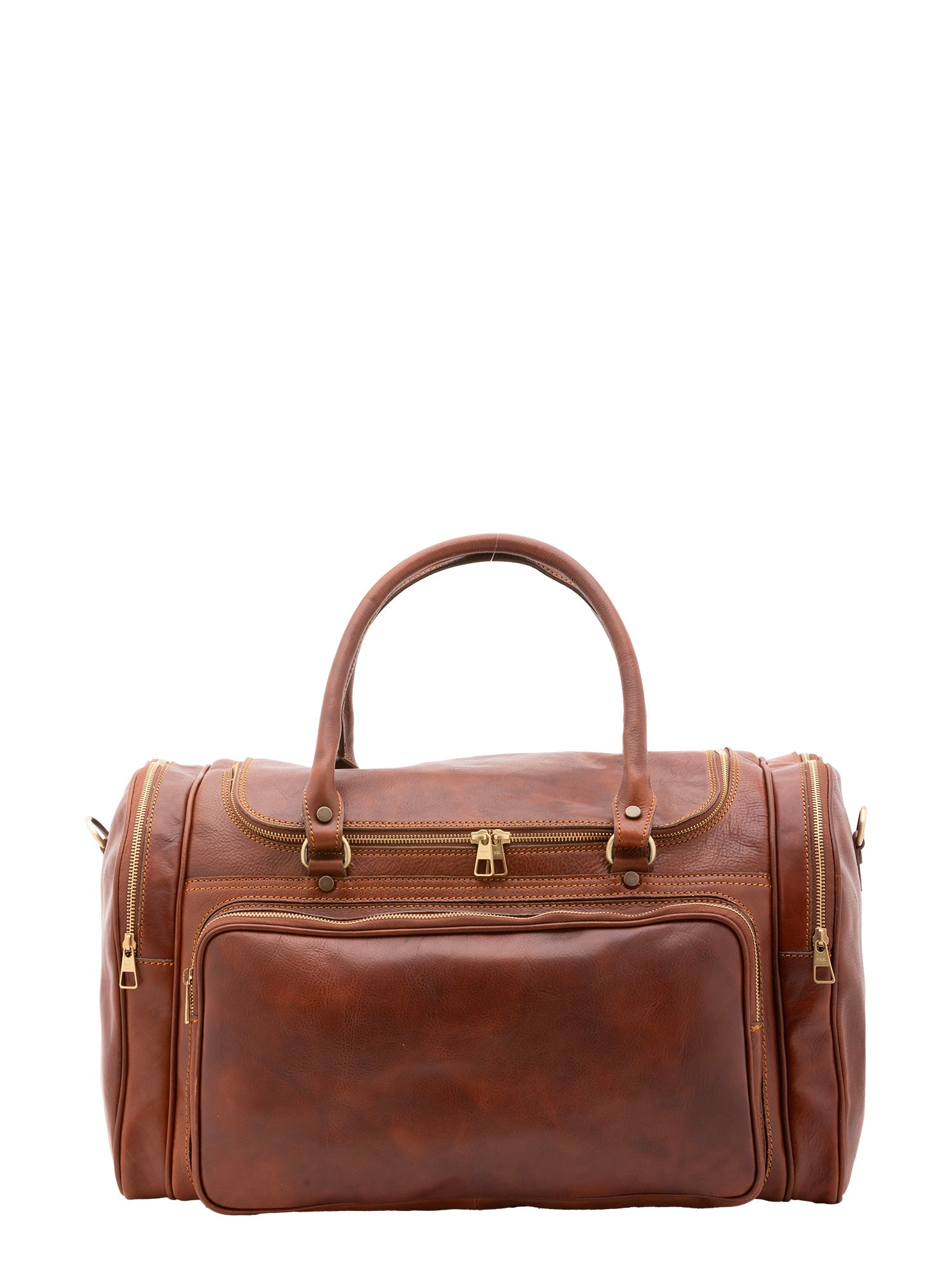 Borsa da viaggio unisex in vera pelle 100% cotone 4045-MARRONE Alessia Firenze