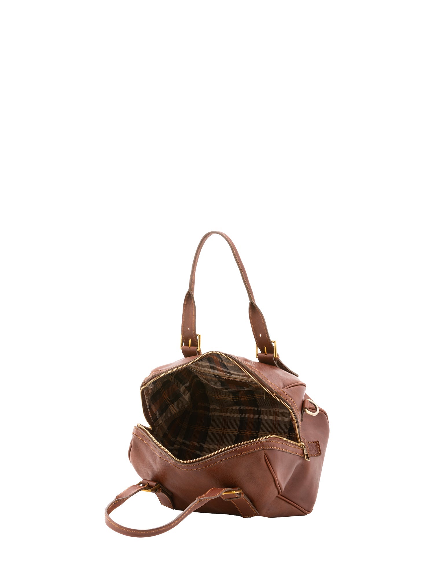Borsa a bauletto unisex in vera pelle 100% cotone 4528-MARRONE Alessia Firenze