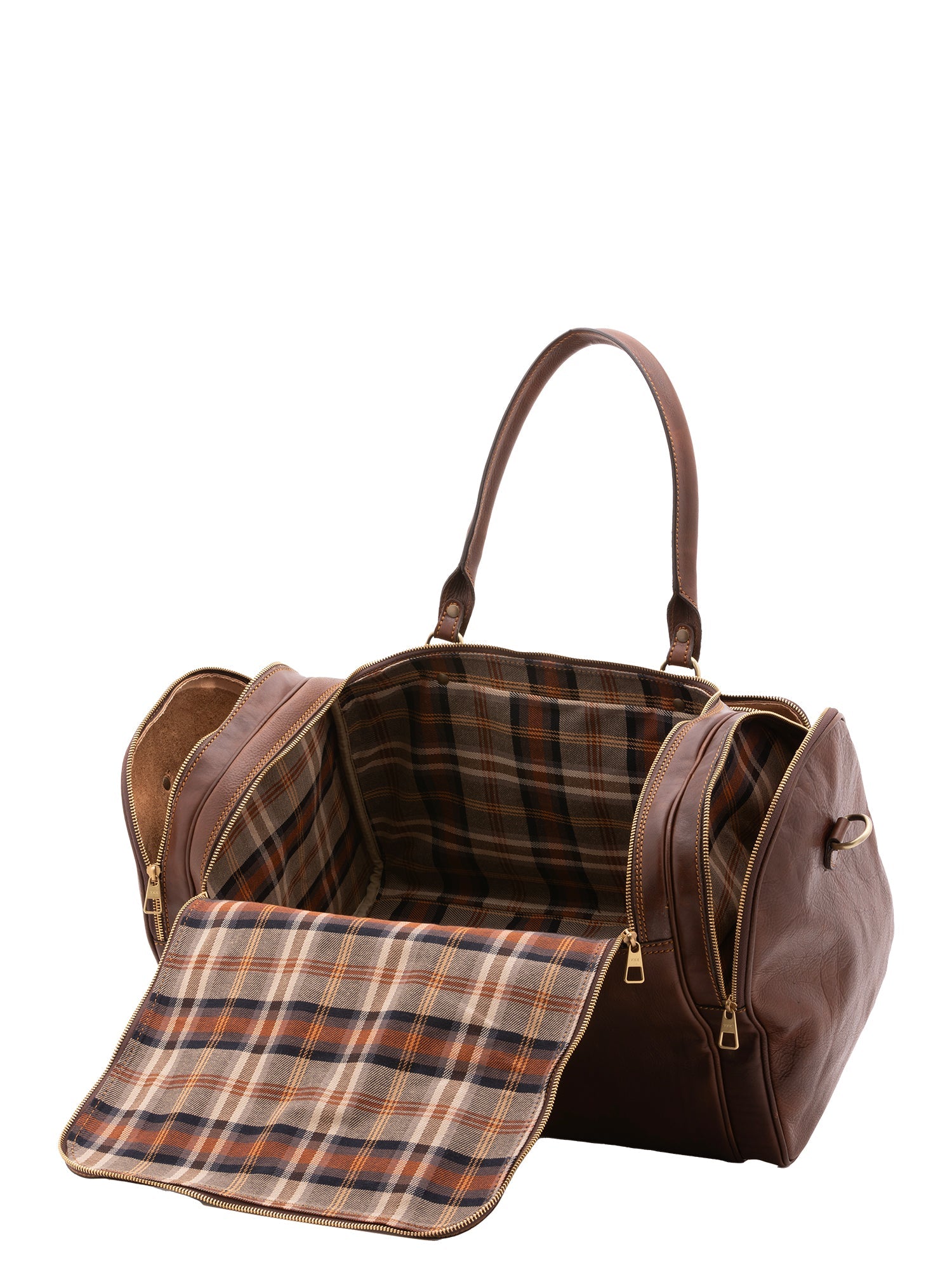 Borsa da viaggio unisex in vera pelle 100% cotone 4045-TESTA DI MORO Alessia Firenze