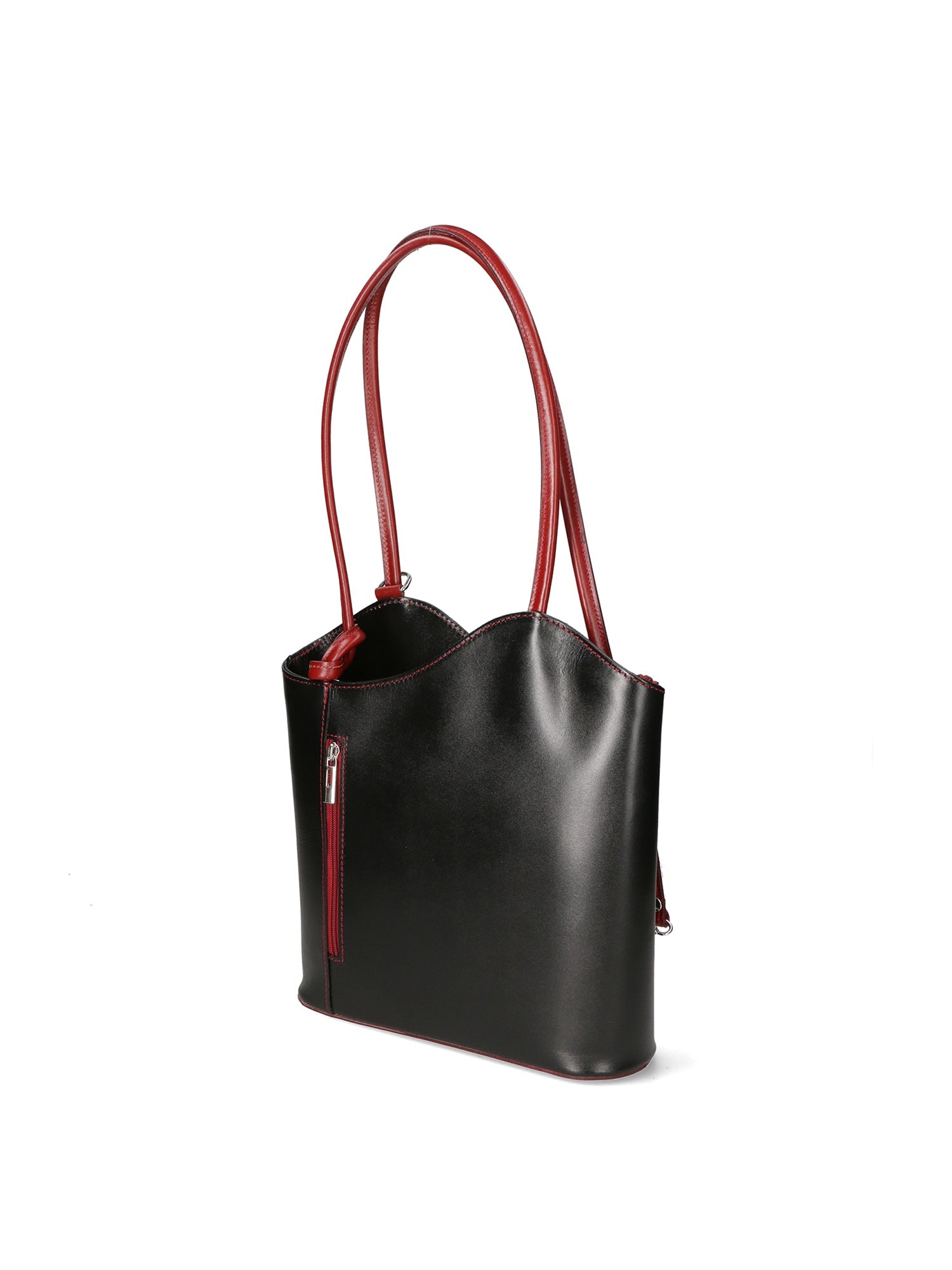 Fabiola Borsa a spalla da donna 100% pelle 9039-NERO ROSSO Chiara Ferretti