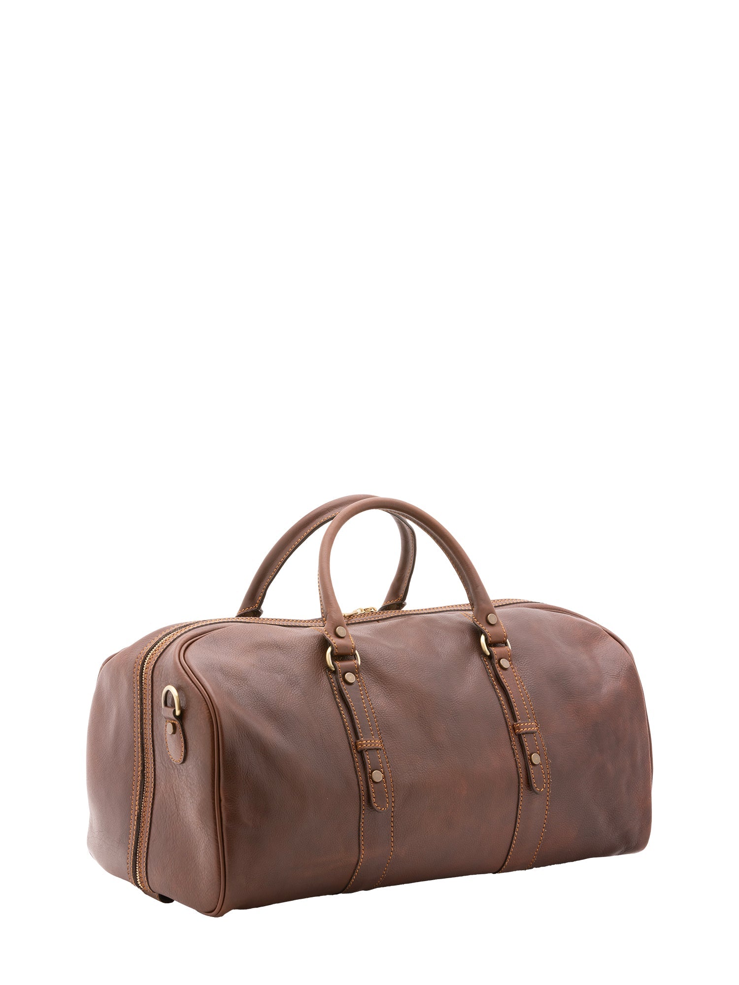 Borsa da viaggio unisex in vera pelle 100% cotone 4514-TESTA DI MORO Alessia Firenze