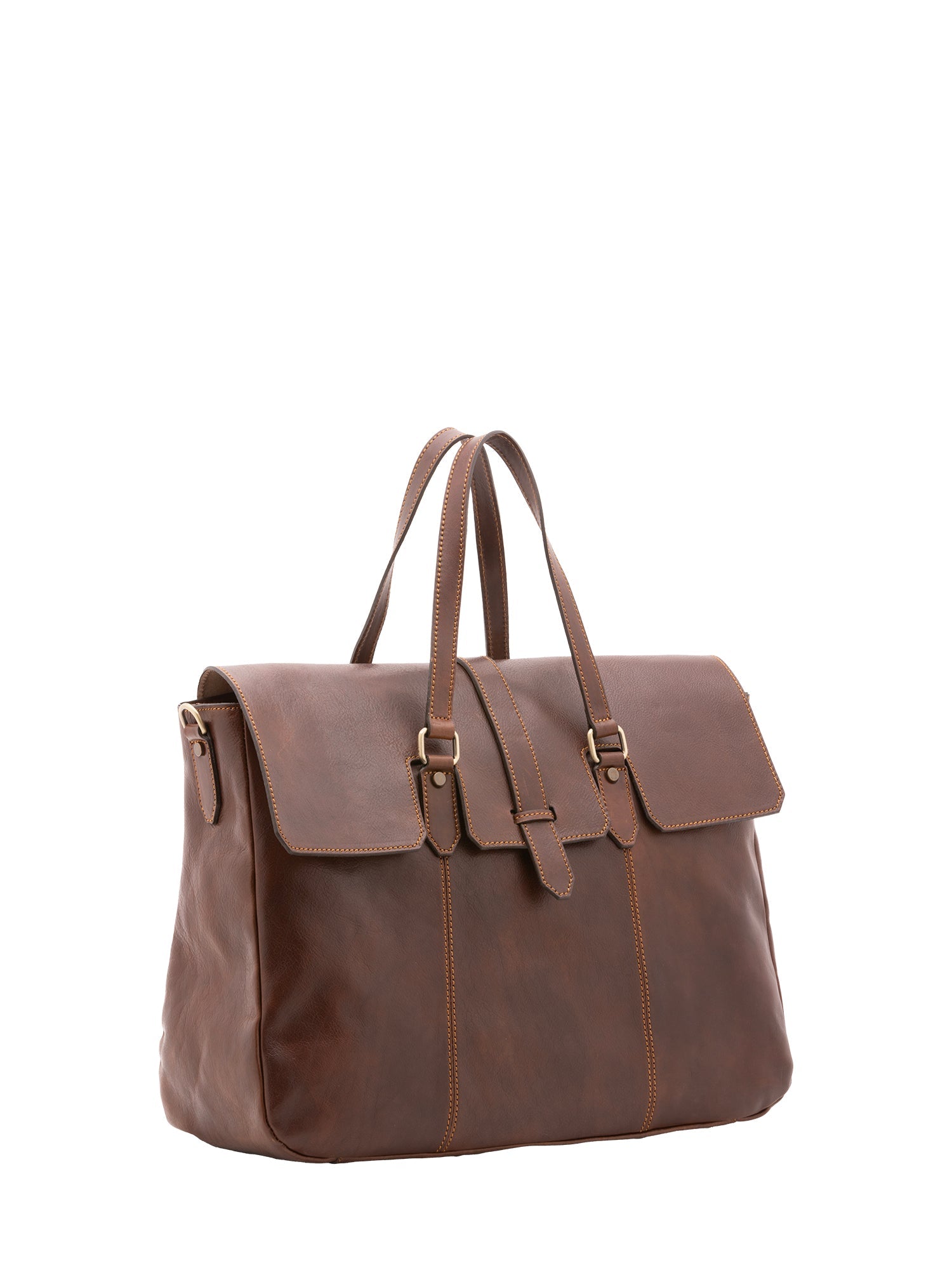Borsa da viaggio unisex in vera pelle 100% cotone 4066-TESTA DI MORO Alessia Firenze