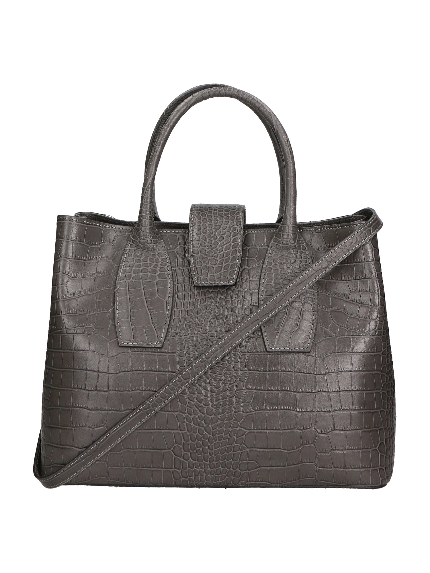 Letizia Borsa a mano da donna Pelle stampata croco 06542-GRIGIO SCURO Chiara Ferretti