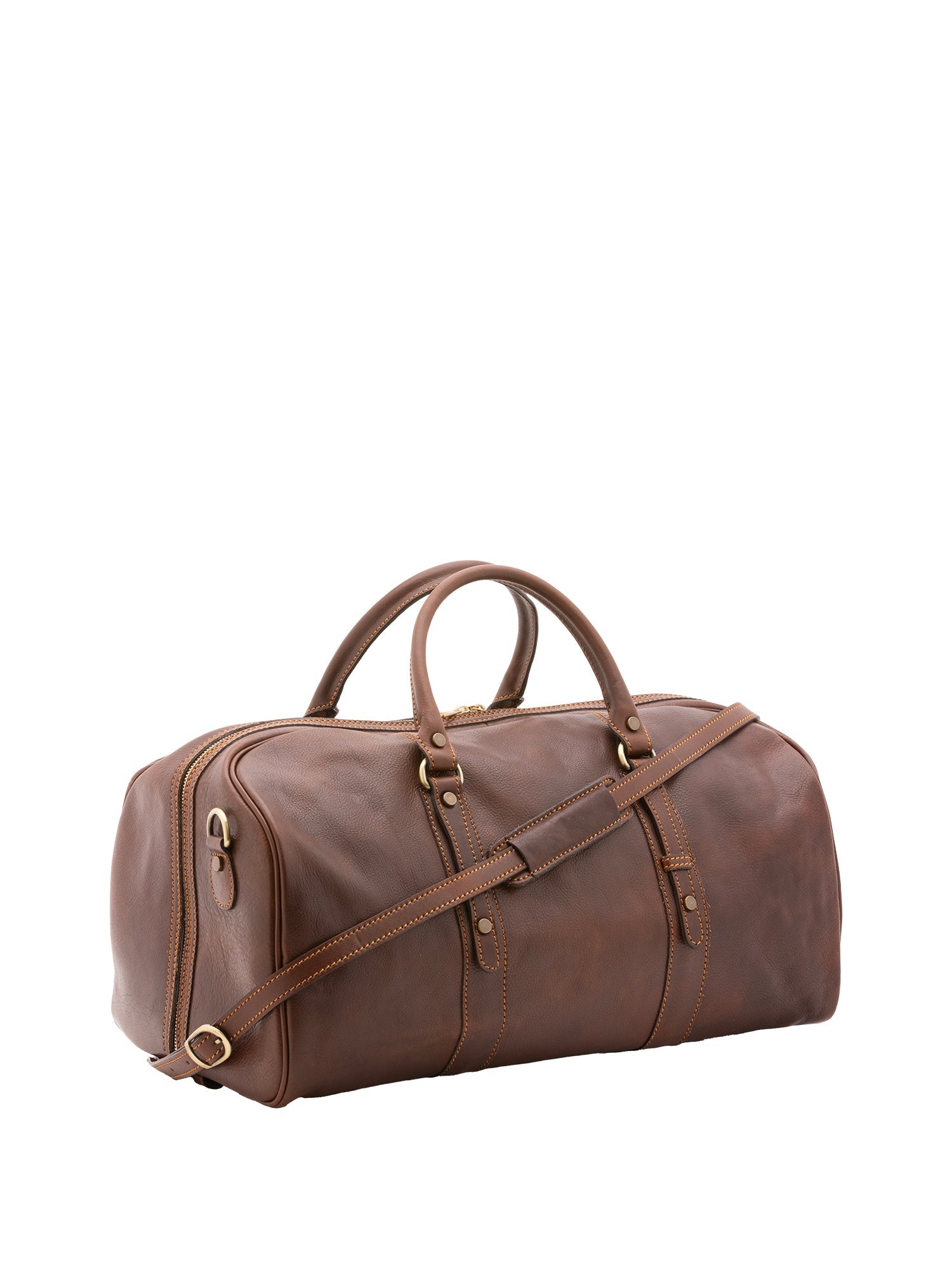 Borsa da viaggio unisex in vera pelle 100% cotone 4514-TESTA DI MORO Alessia Firenze