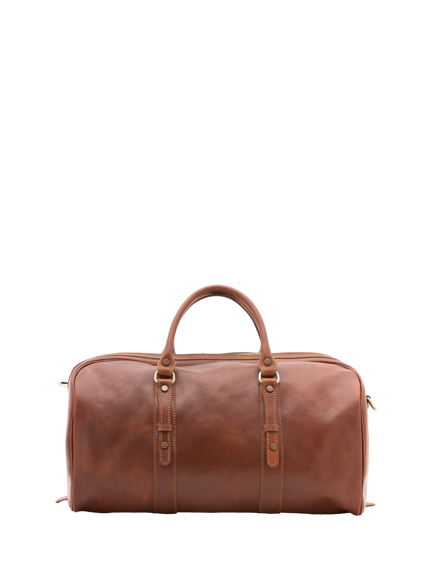 Borsa da viaggio unisex in vera pelle 100% cotone 4514-MARRONE Alessia Firenze