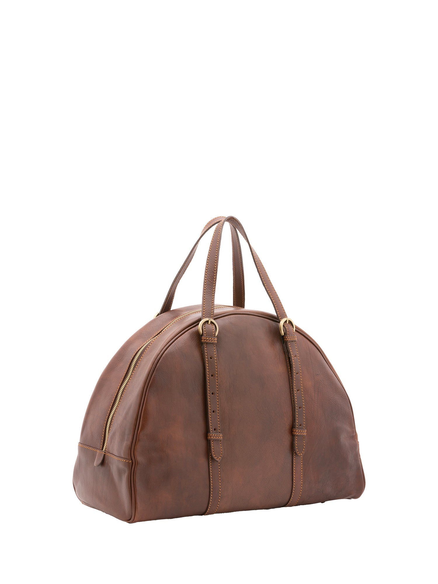Borsa da viaggio unisex in vera pelle 100% cotone 4589-TESTA DI MORO Alessia Firenze