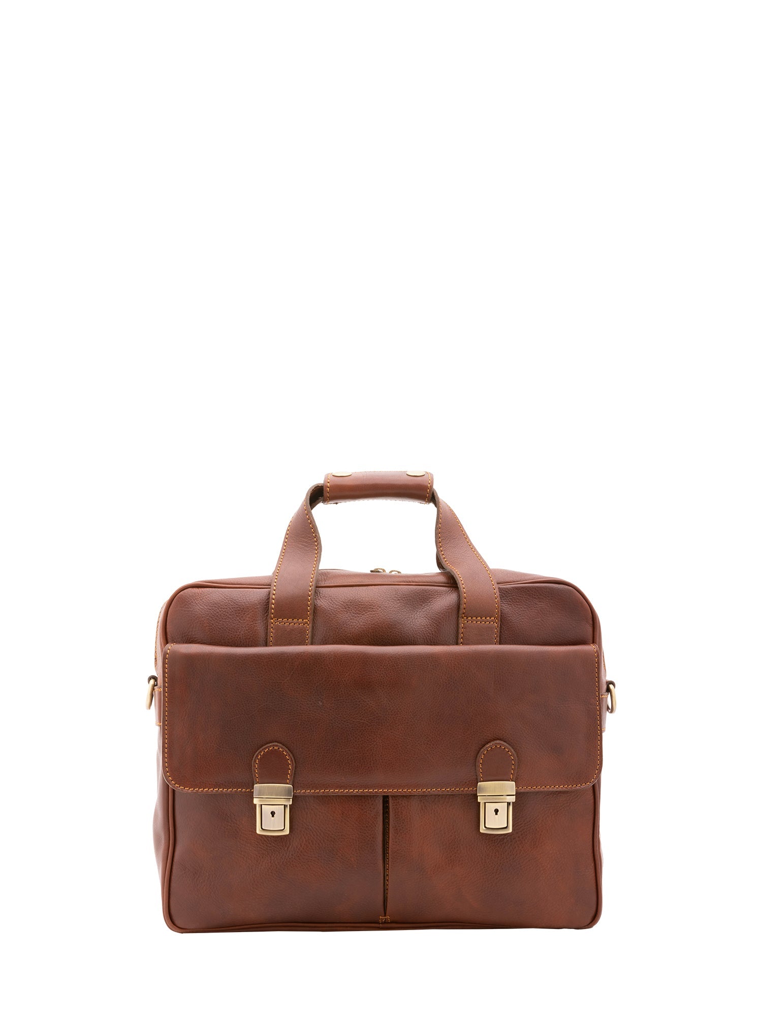 Borsa a mano unisex in vera pelle Made in Italy 4575-MARRONE Alessia Firenze
