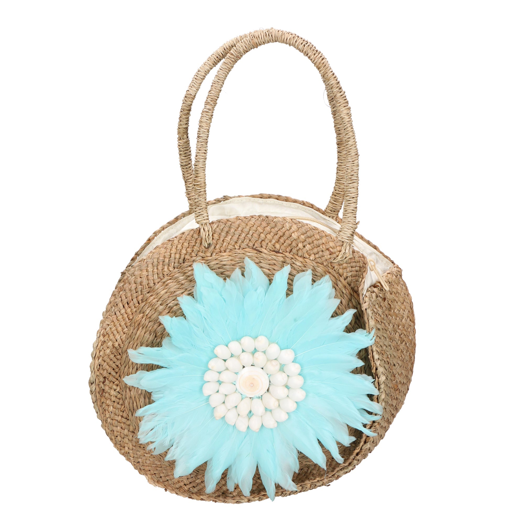 Karen Borsa a mano da donna Paglia intrecciata 88121-AZZURRO Chiara Ferretti
