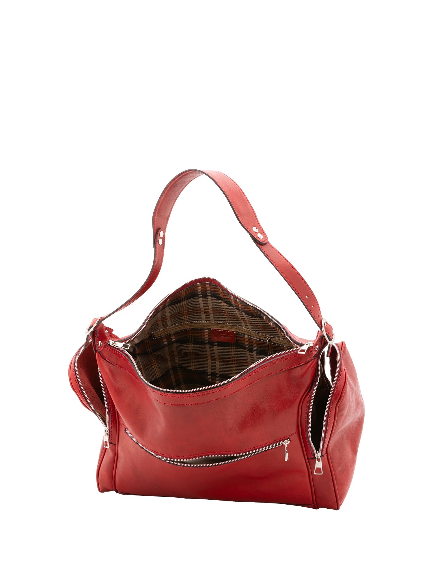 Borsa da viaggio unisex in vera pelle 100% cotone 4037-ROSSO Alessia Firenze