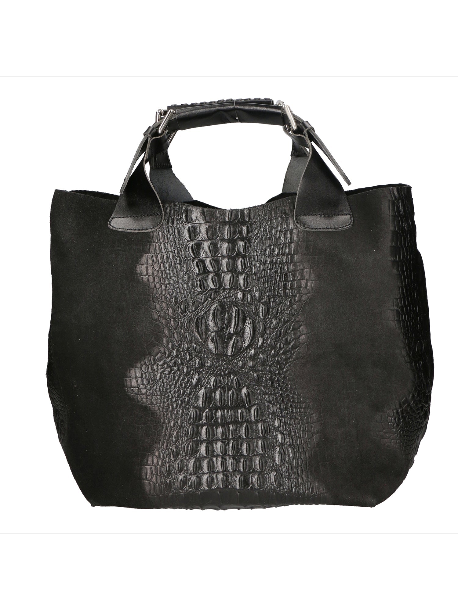 Eufemia Borsa a spalla da donna Pelle Croco Stampata 9007 1-NERO Chiara Ferretti