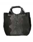 Eufemia Borsa a spalla da donna Pelle Croco Stampata 9007 1-NERO Chiara Ferretti