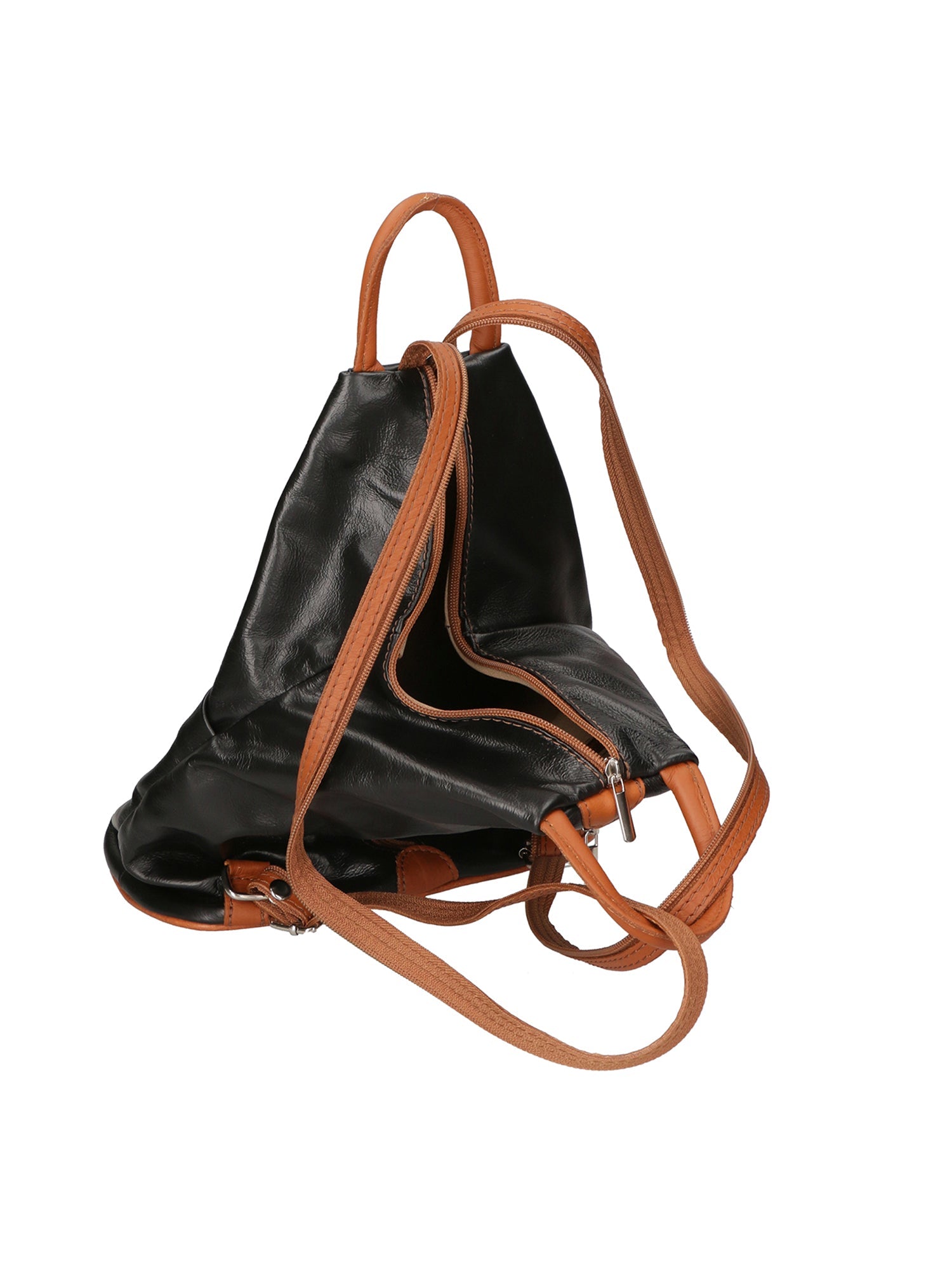Erika Zaino da donna in vera pelle Casual 80072-NERO-CUOIO Chiara Ferretti