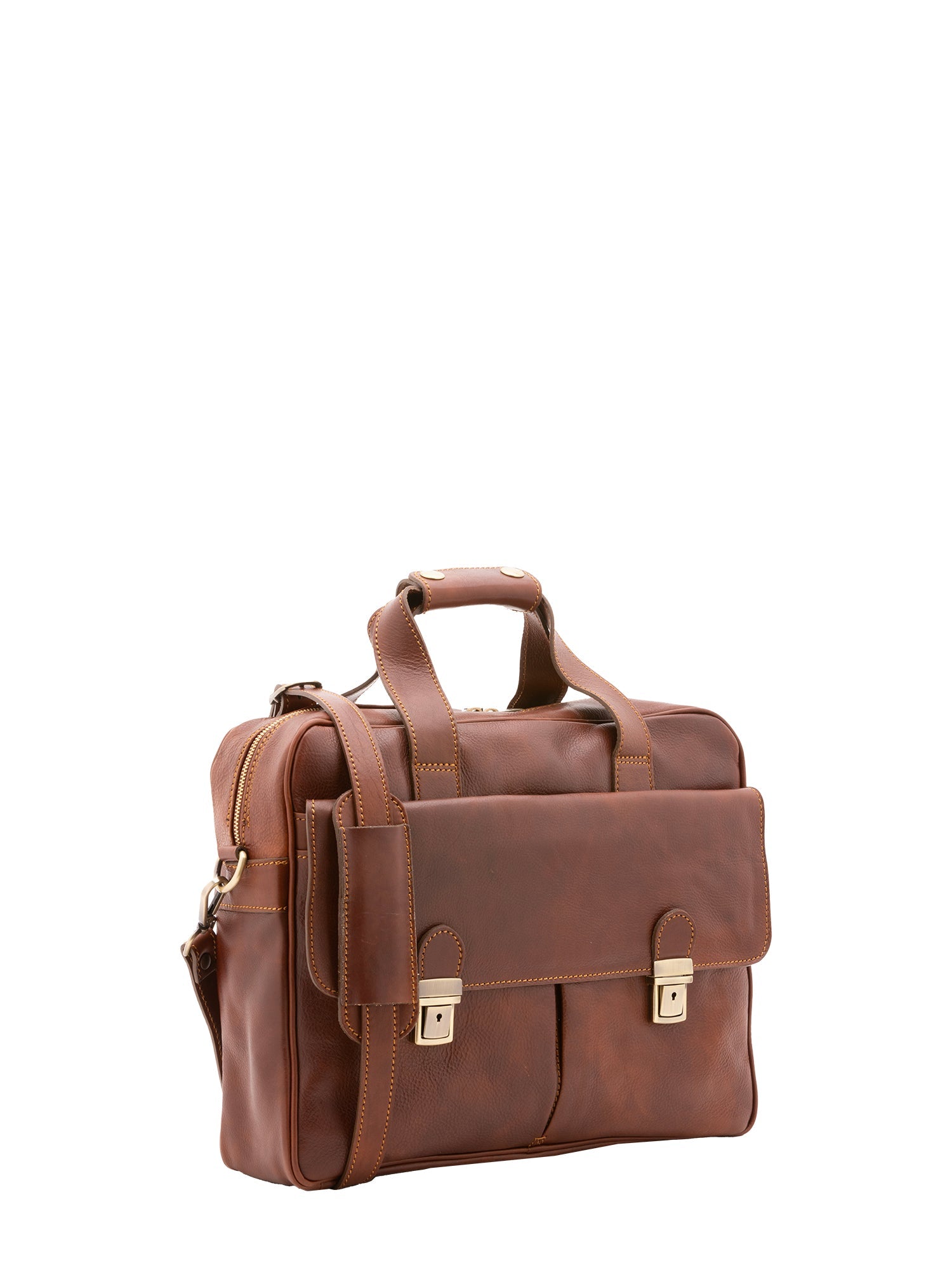 Borsa a mano unisex in vera pelle Made in Italy 4575-MARRONE Alessia Firenze