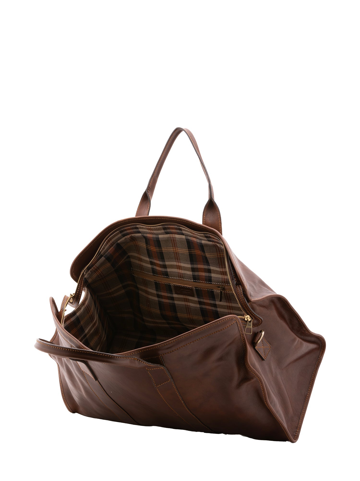 Borsa da viaggio unisex in vera pelle 100% cotone 4091-TESTA DI MORO Alessia Firenze