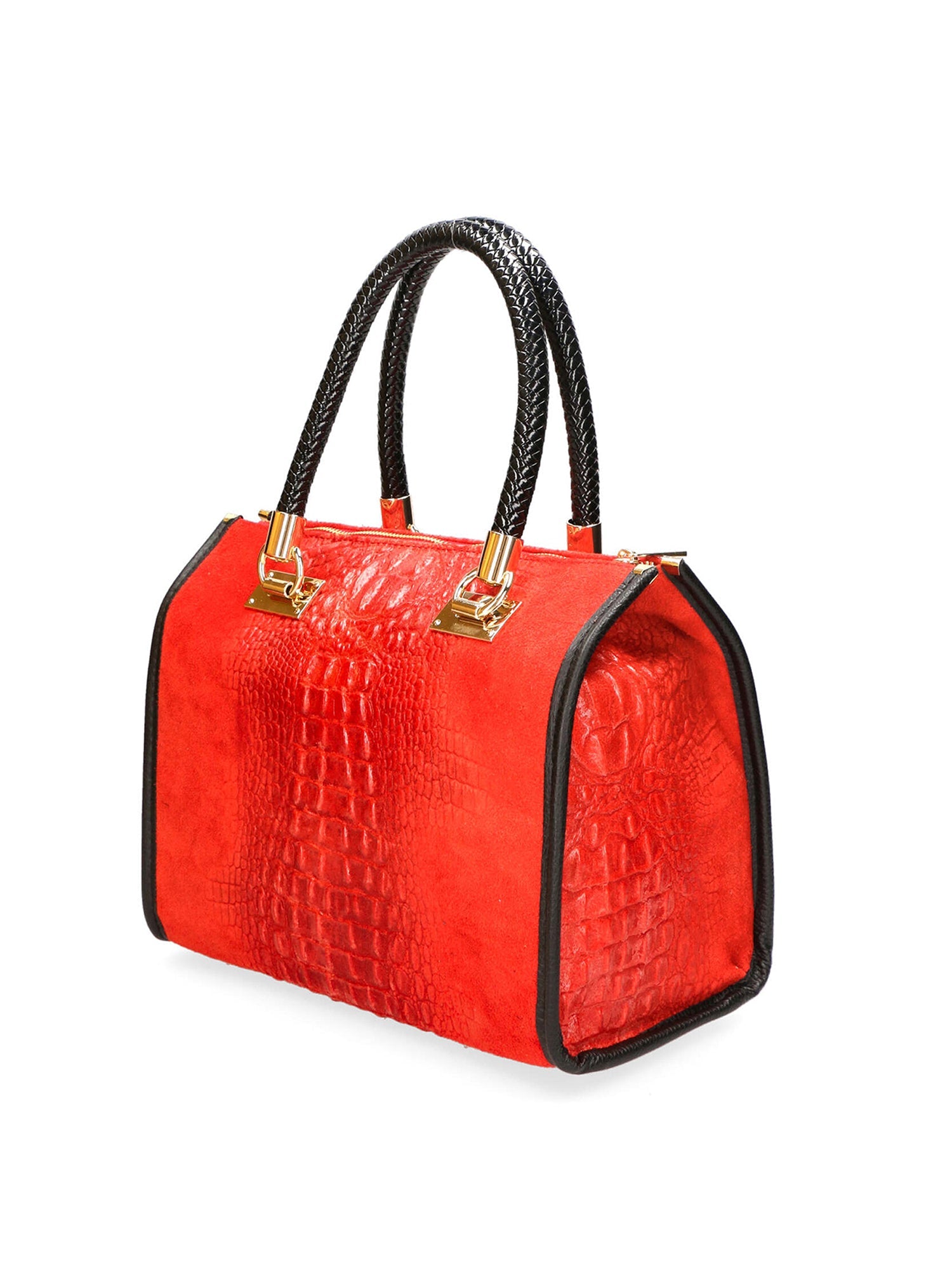 Edna Borsa a bauletto da donna Pelle e camoscio stampato croco 80044-023 ROSSO Chiara Ferretti