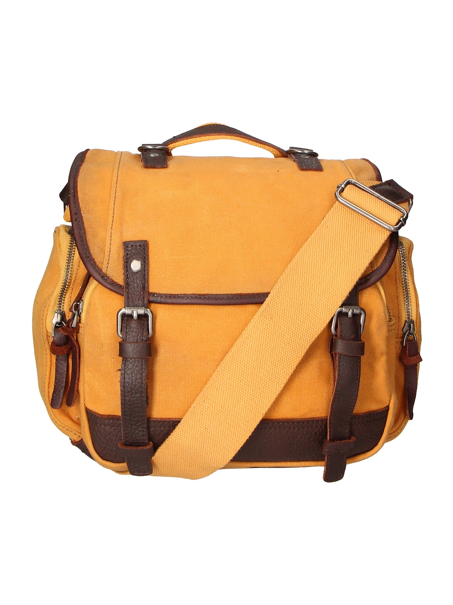 Mia Unisex Schultertasche aus Canvas und Leder, modische Tasche, 24 x 32 x 11 cm