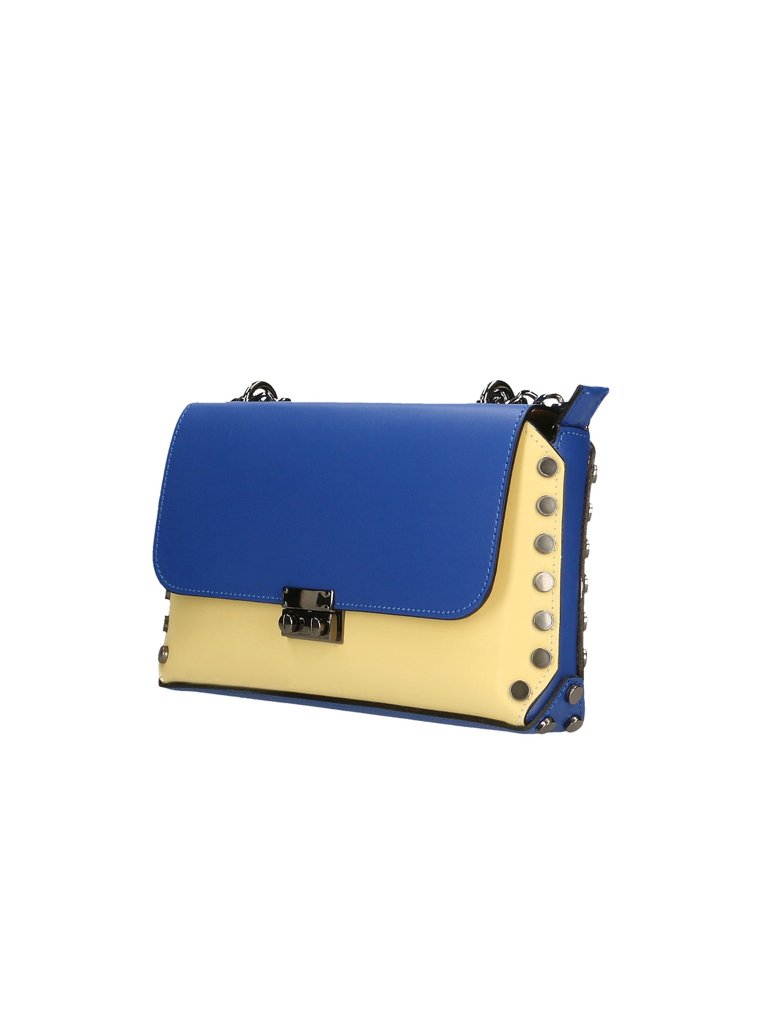 Vera pelle 8641-GIALLO+BLU Borsa a tracolla da donna Evanthe Pro Chiara Ferretti