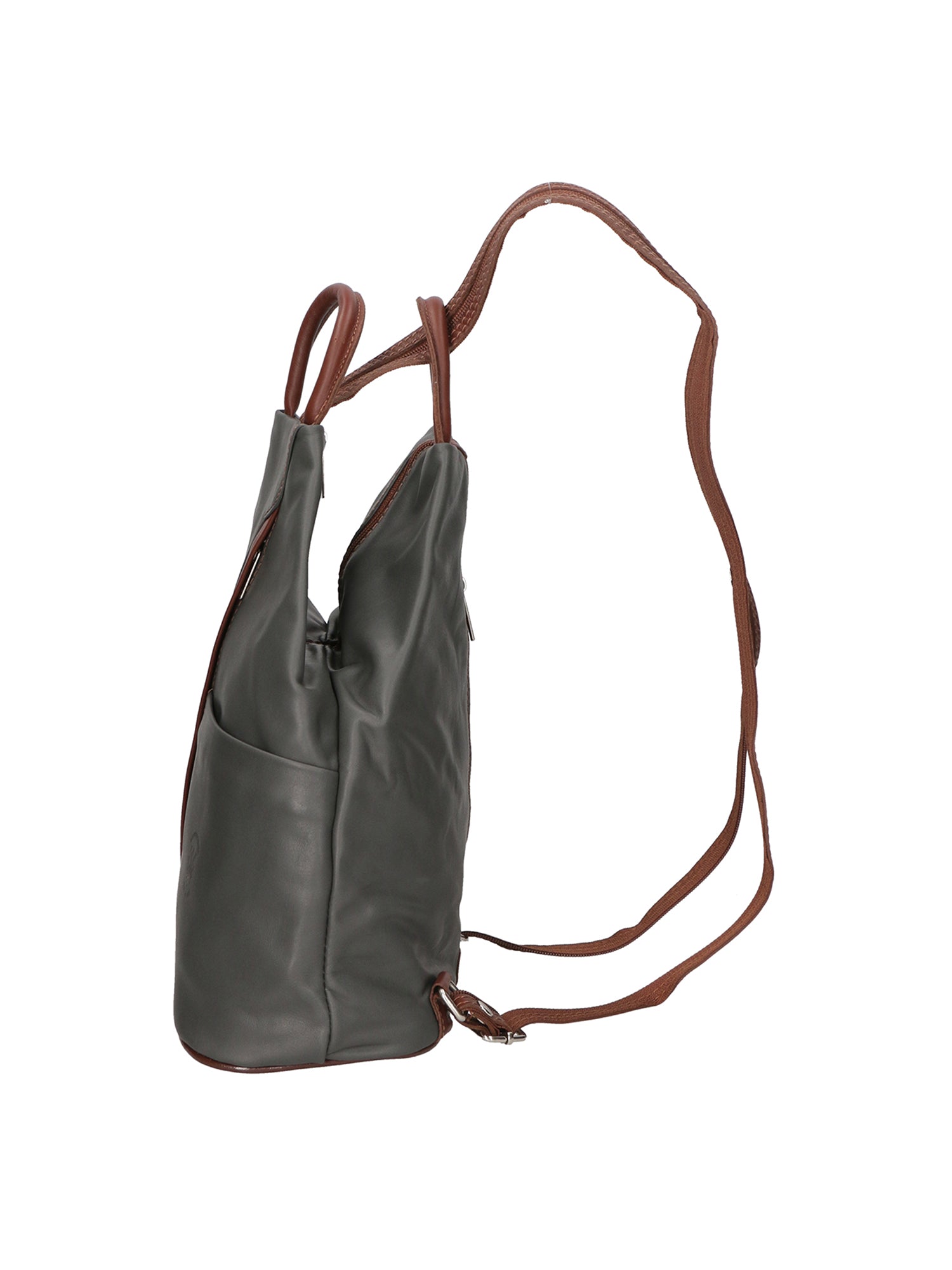 Erika Zaino da donna in vera pelle Casual 80072-GRIGIO-MARRONE Chiara Ferretti