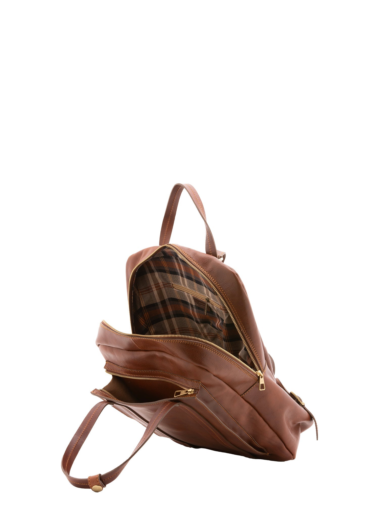 Zaino unisex in vera pelle Made in Italy 100% cotone 4592-MARRONE Alessia Firenze