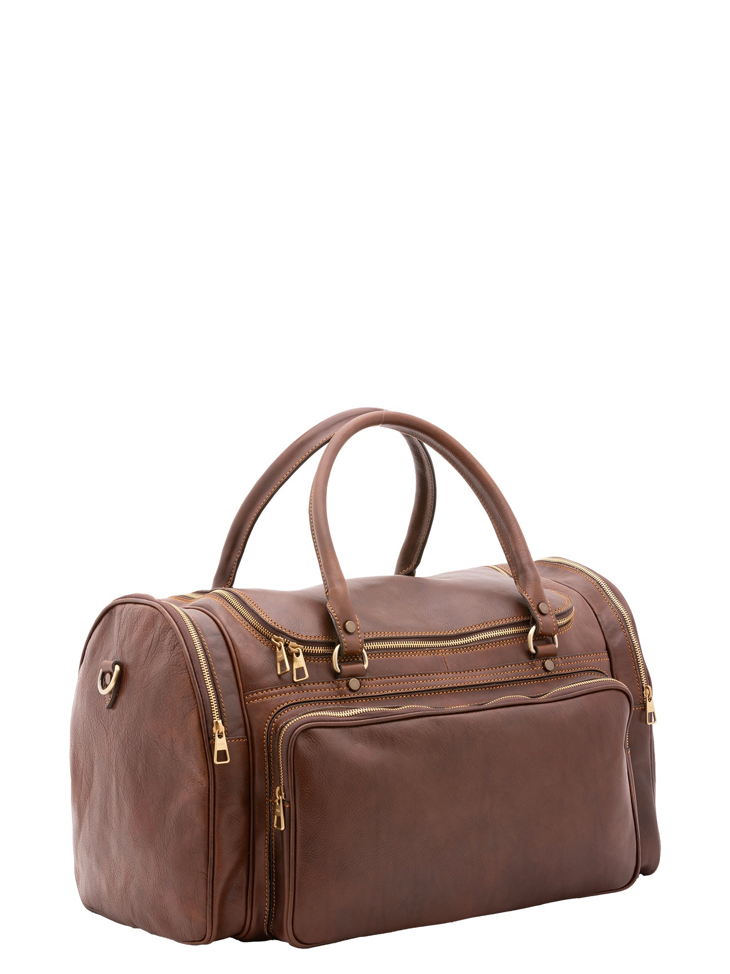 Borsa da viaggio unisex in vera pelle 100% cotone 4045-TESTA DI MORO Alessia Firenze