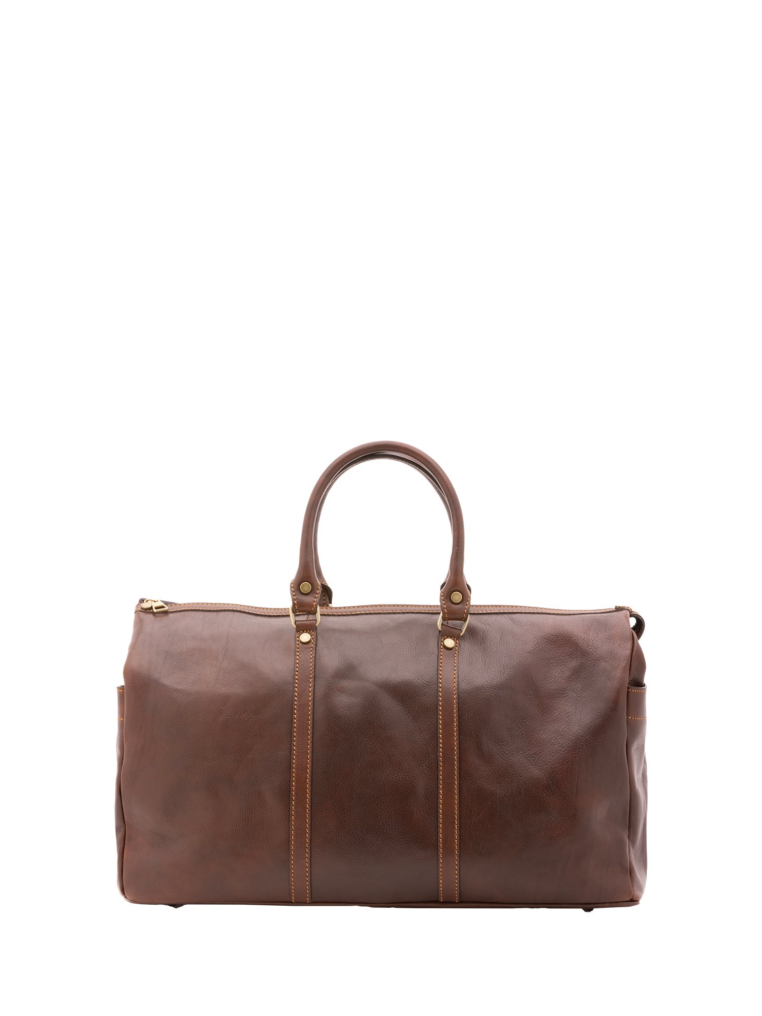 Borsa da viaggio unisex vera pelle 100% cotone 4546-TESTA DI MORO Alessia Firenze