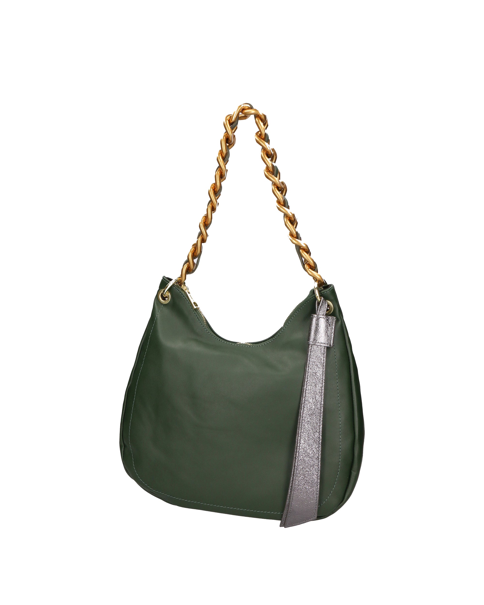 Artemisia Borsa a spalla da donna Vera pelle 05462-S14 VERDE SCURO+L020 FERRO Chiara Ferretti