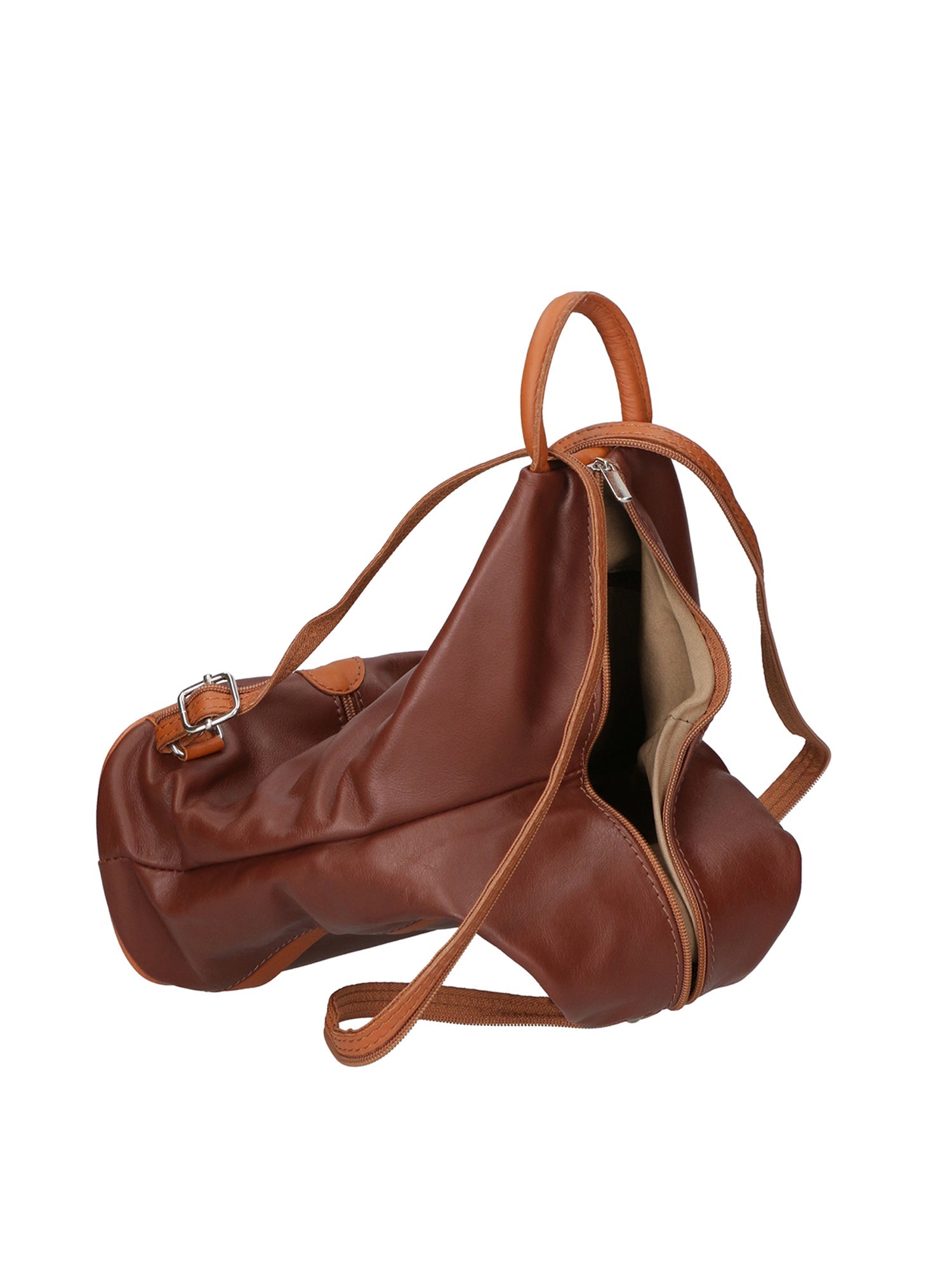 Erika Zaino da donna in vera pelle Casual 80072-MARRONE-CUOIO Chiara Ferretti