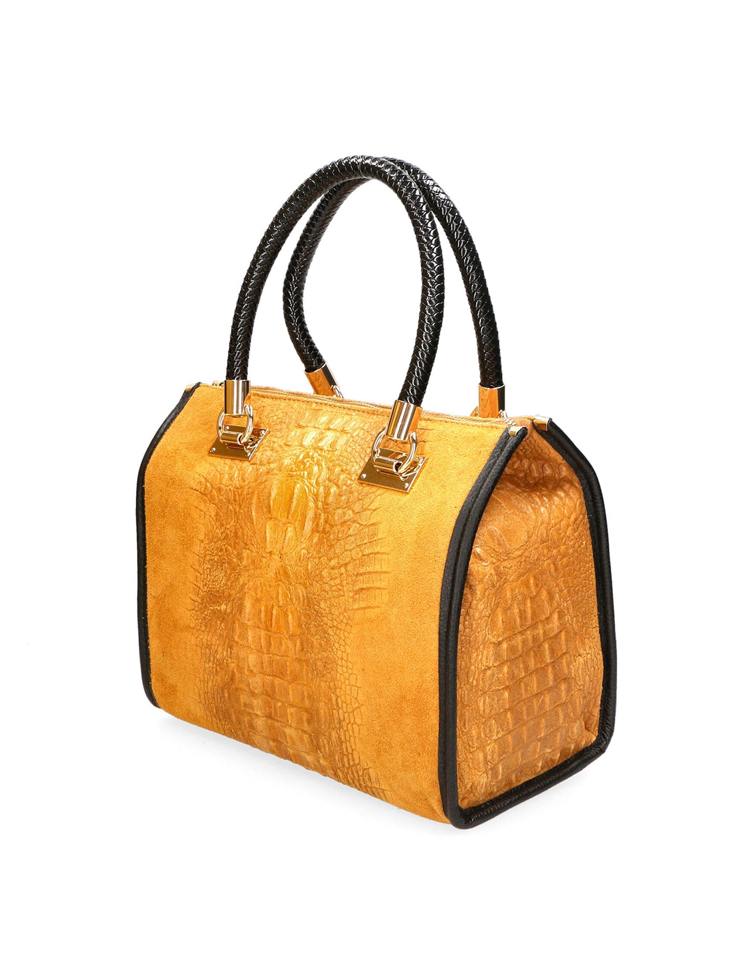 Edna Borsa a bauletto da donna Pelle e camoscio stampato croco 80044-031 CUOIO SCURO Chiara Ferretti
