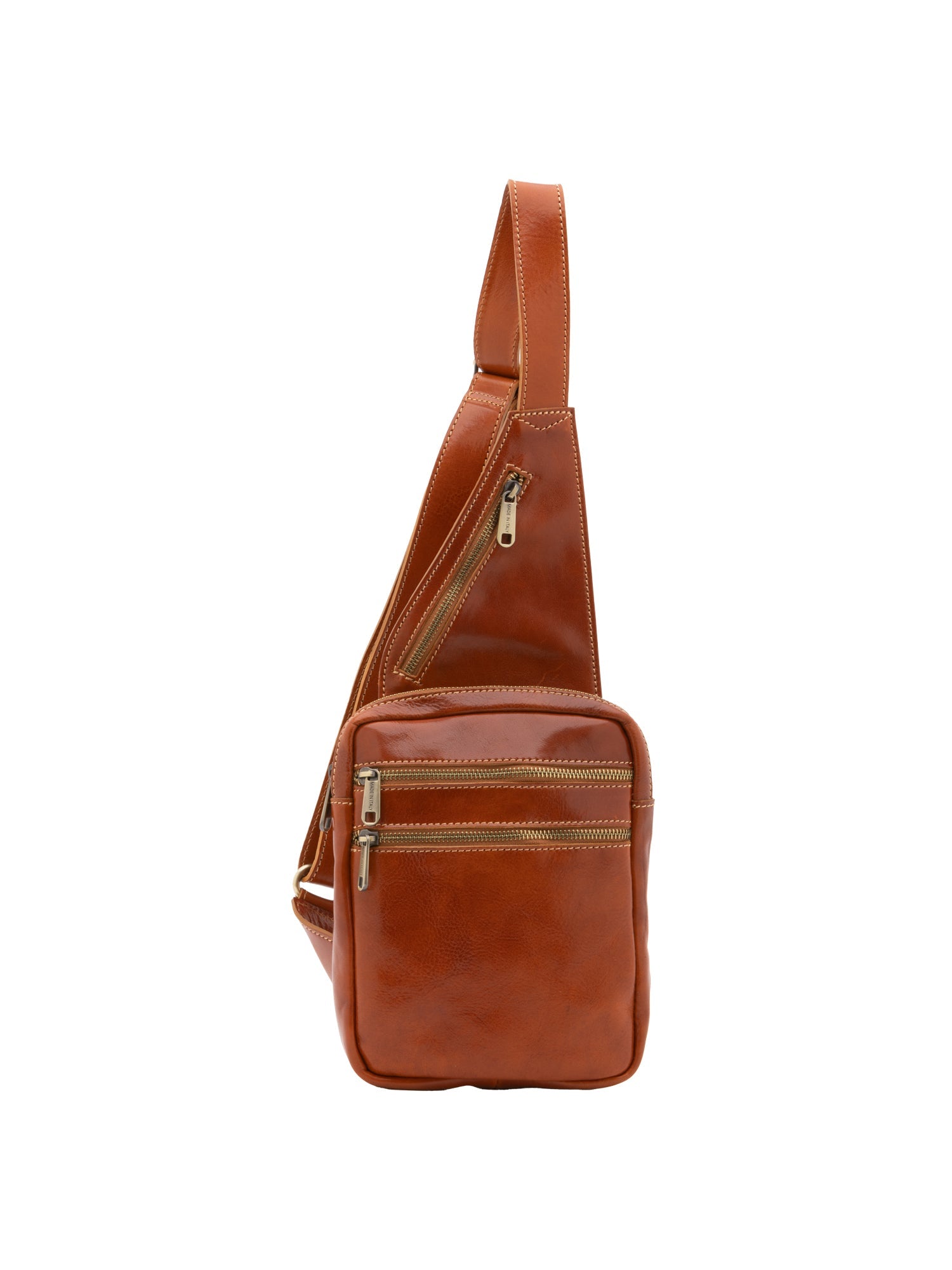 Borsa a tracolla uomo in vera pelle Made in Italy 5505-Cognac I Fratelli