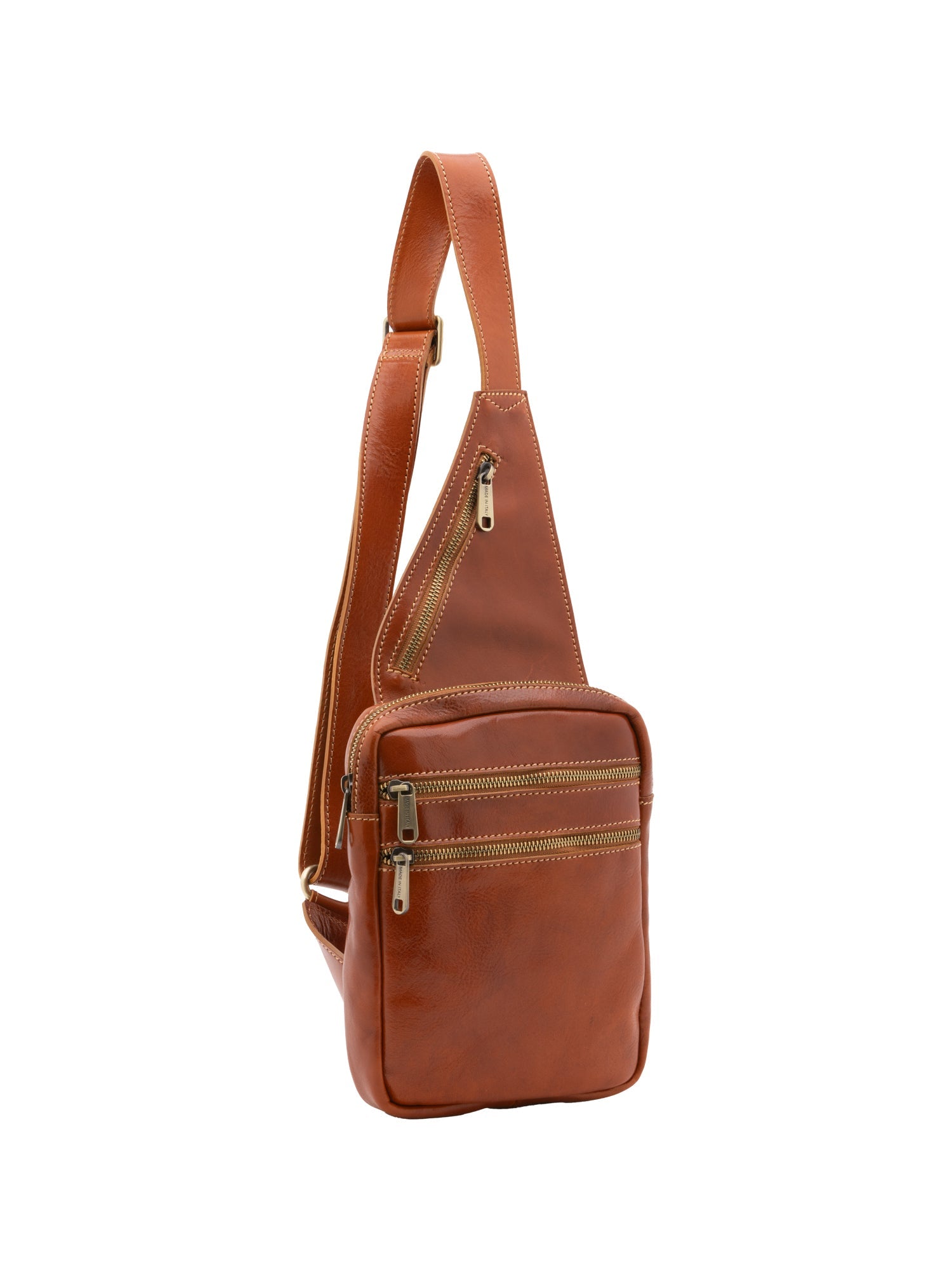 Borsa a tracolla uomo in vera pelle Made in Italy 5505-Cognac I Fratelli