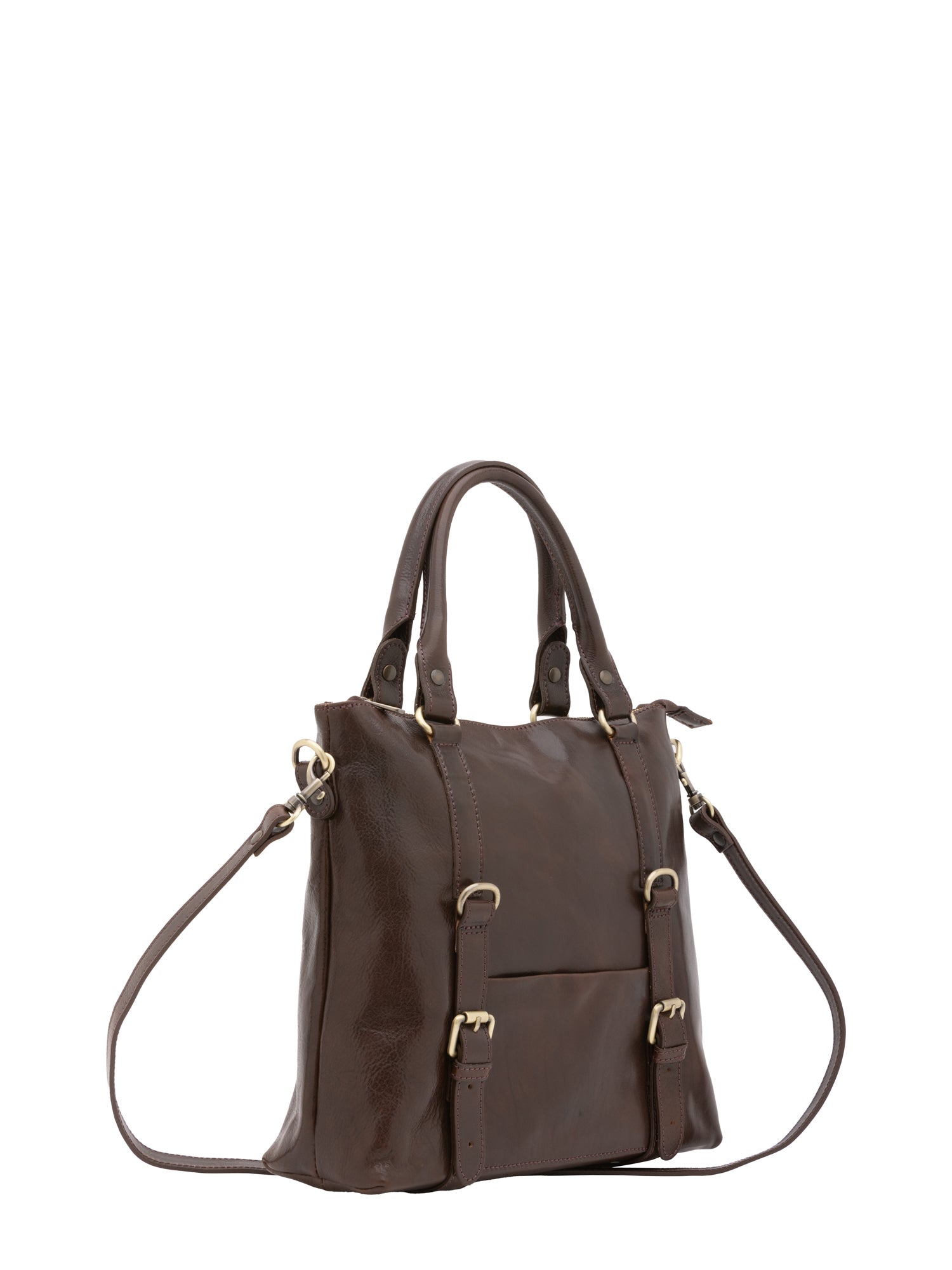 Borsa a tracolla da uomo in vera pelle 100% pelle 5510-Marrone I Fratelli