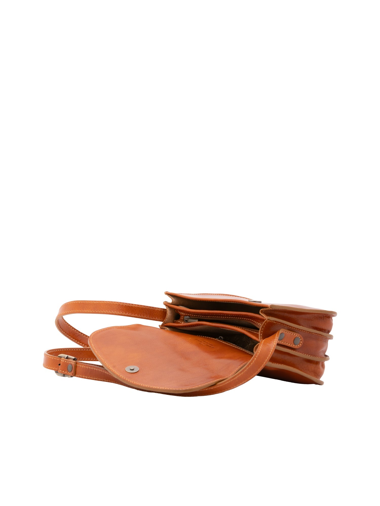 Borsa a tracolla da donna 100% pelle 5515-Cognac I Fratelli
