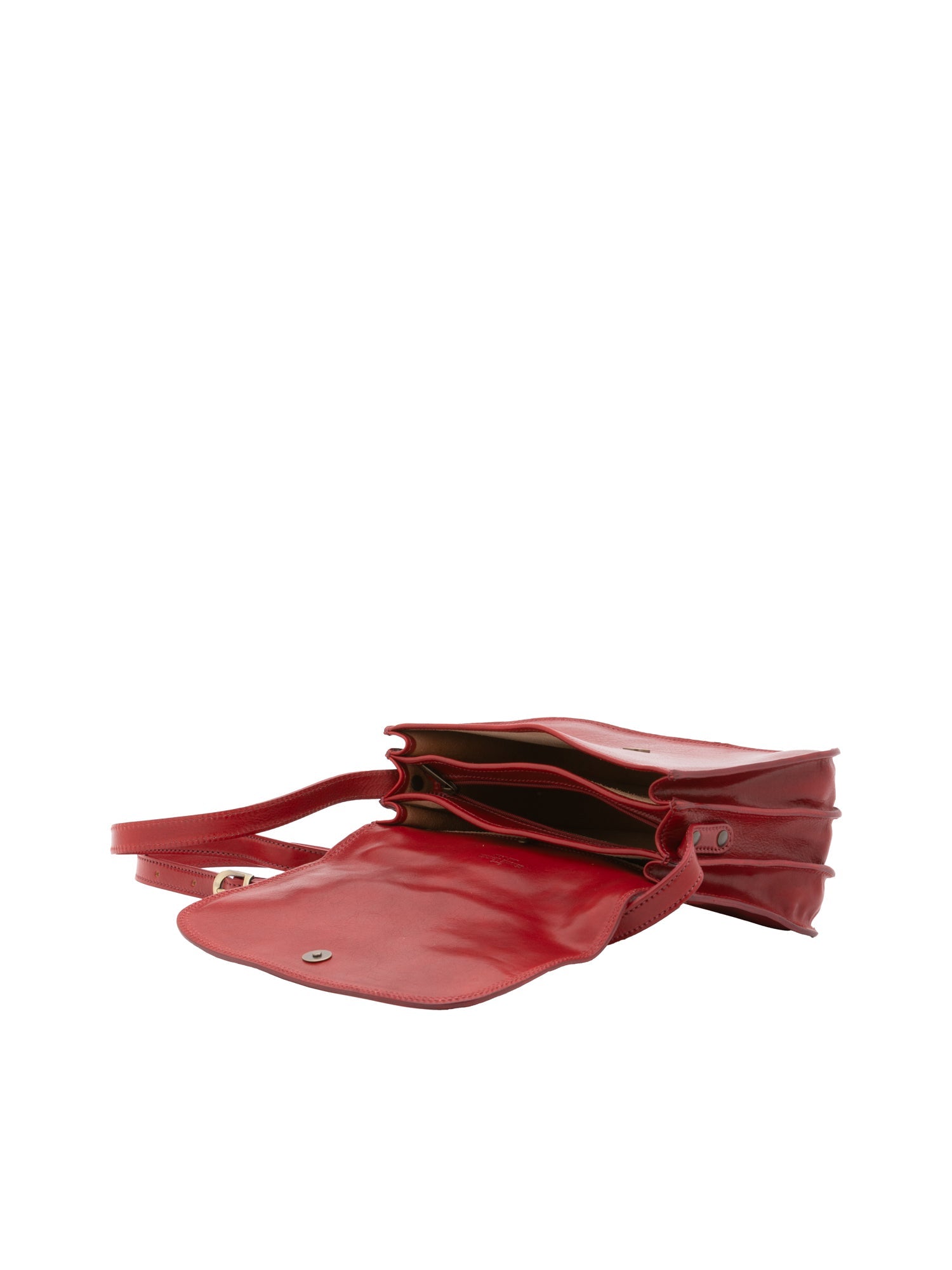 Borsa a tracolla da donna 100% pelle 5515-Rosso I Fratelli