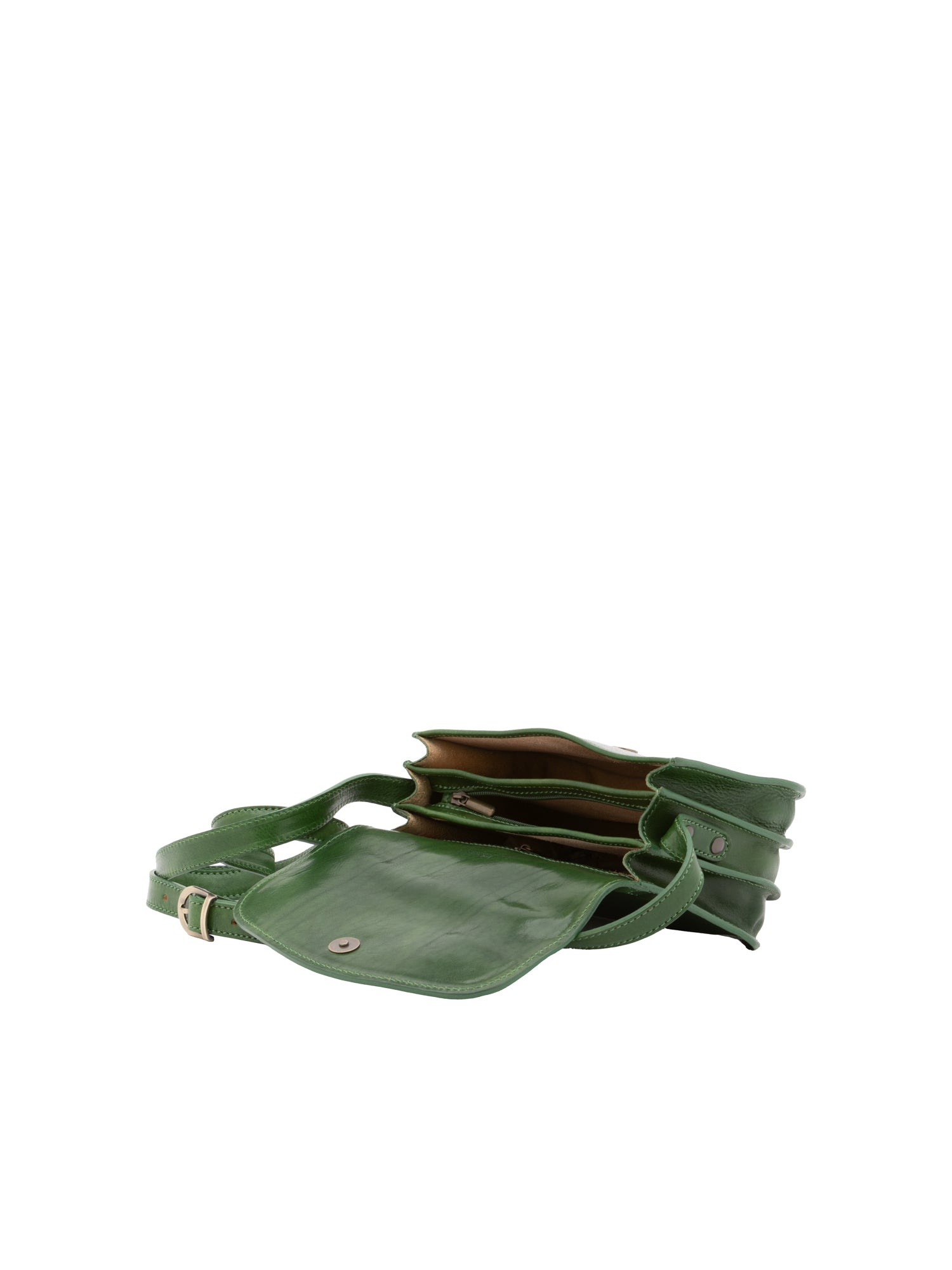 Borsa a tracolla da donna 100% pelle 5515-Verde I Fratelli
