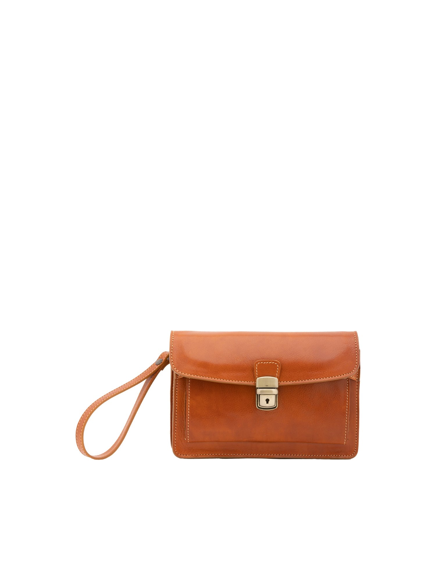 Borsa a mano da uomo in vera pelle 100% pelle 5517-Cognac I Fratelli