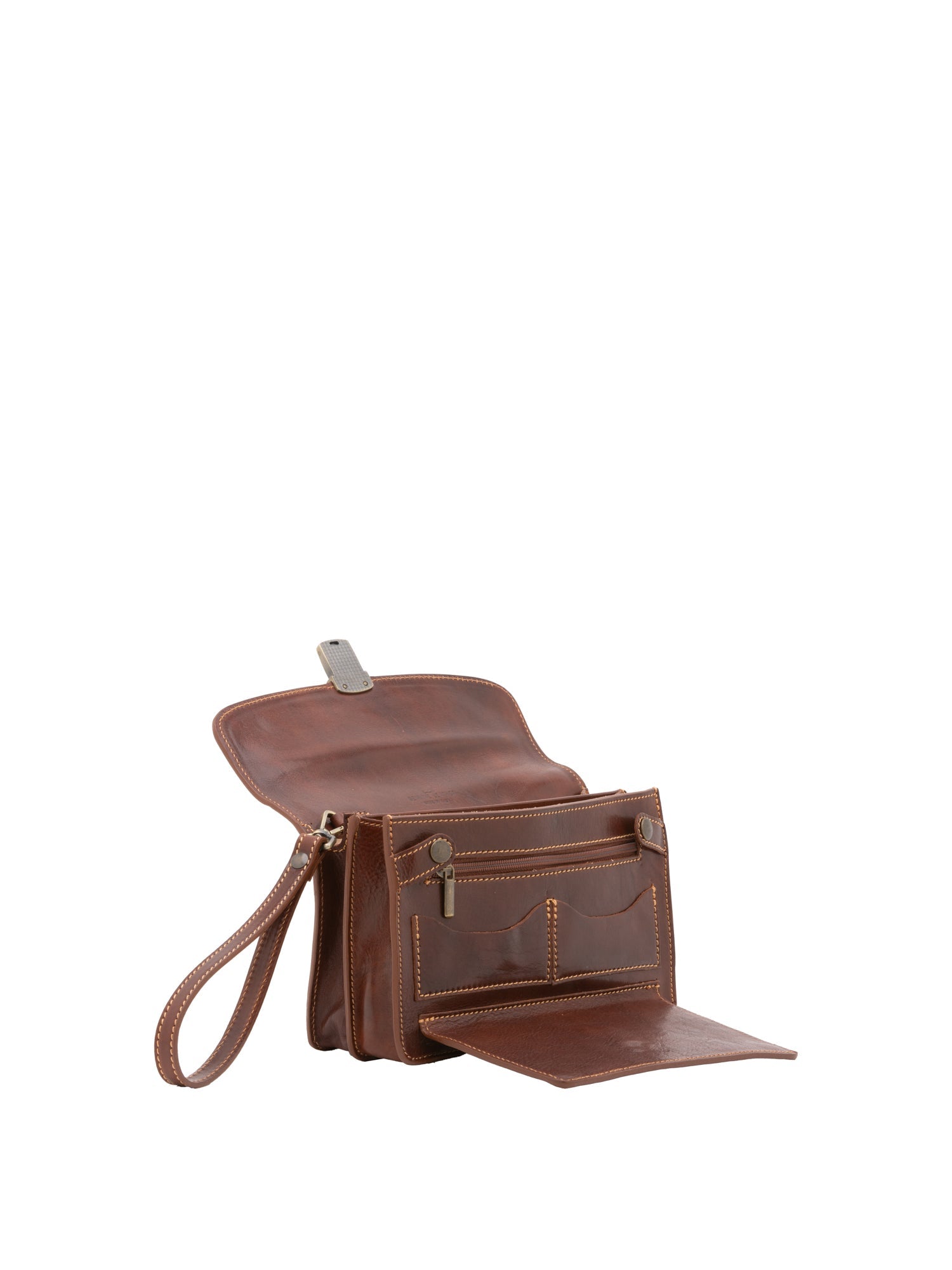 Borsa a mano da uomo in vera pelle 100% pelle 5517-Marrone I Fratelli