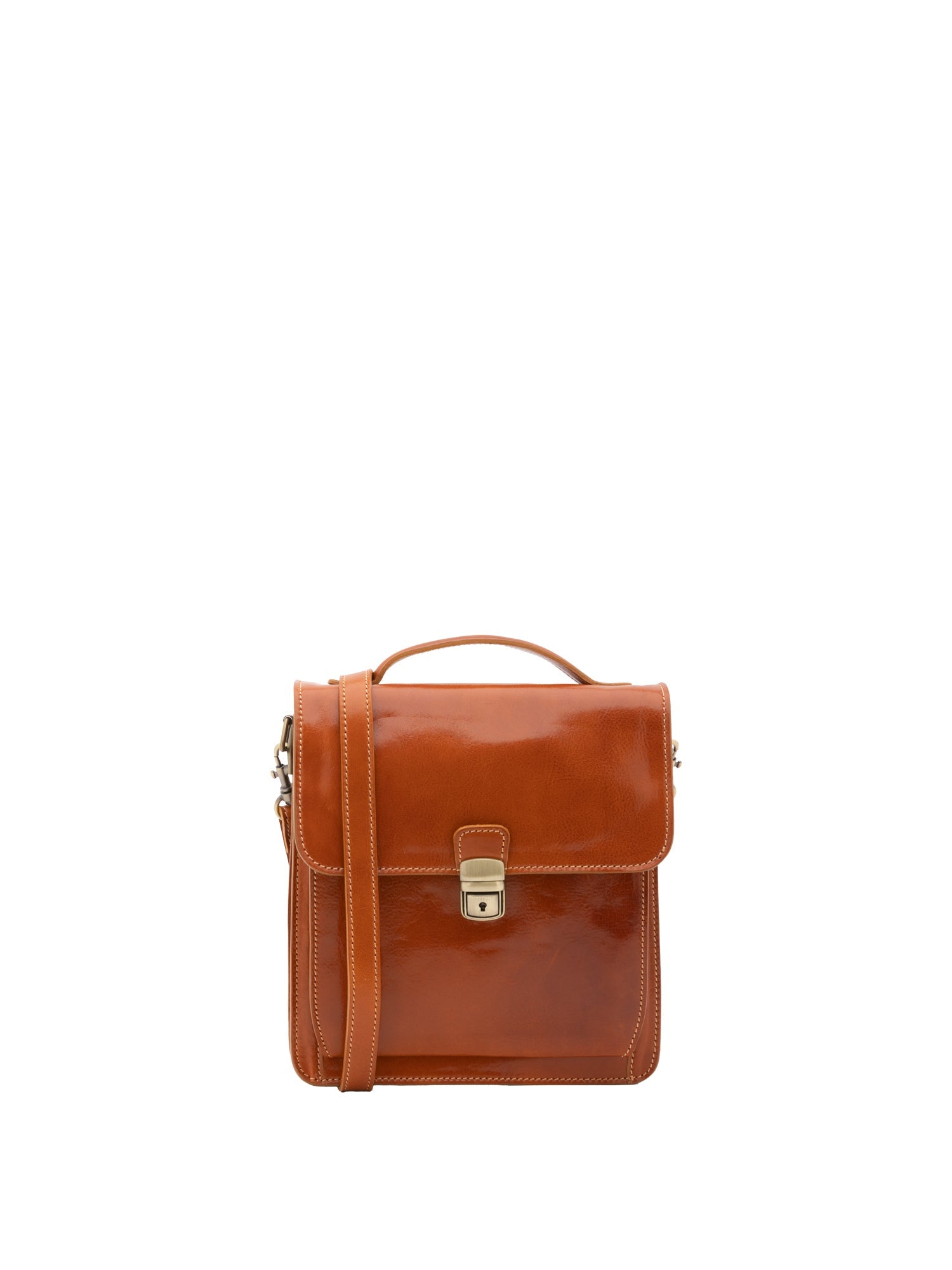 Borsa a tracolla uomo in vera pelle Made in Italy 5518-Cognac I Fratelli