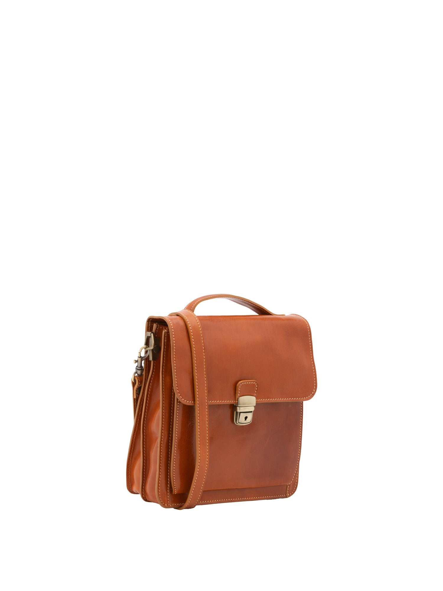 Borsa a tracolla uomo in vera pelle Made in Italy 5518-Cognac I Fratelli