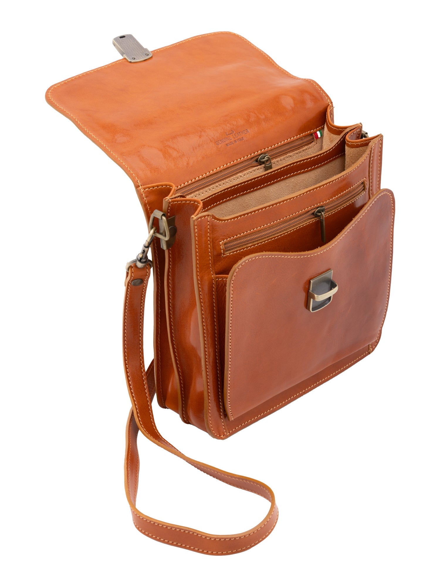 Borsa a tracolla uomo in vera pelle Made in Italy 5518-Cognac I Fratelli