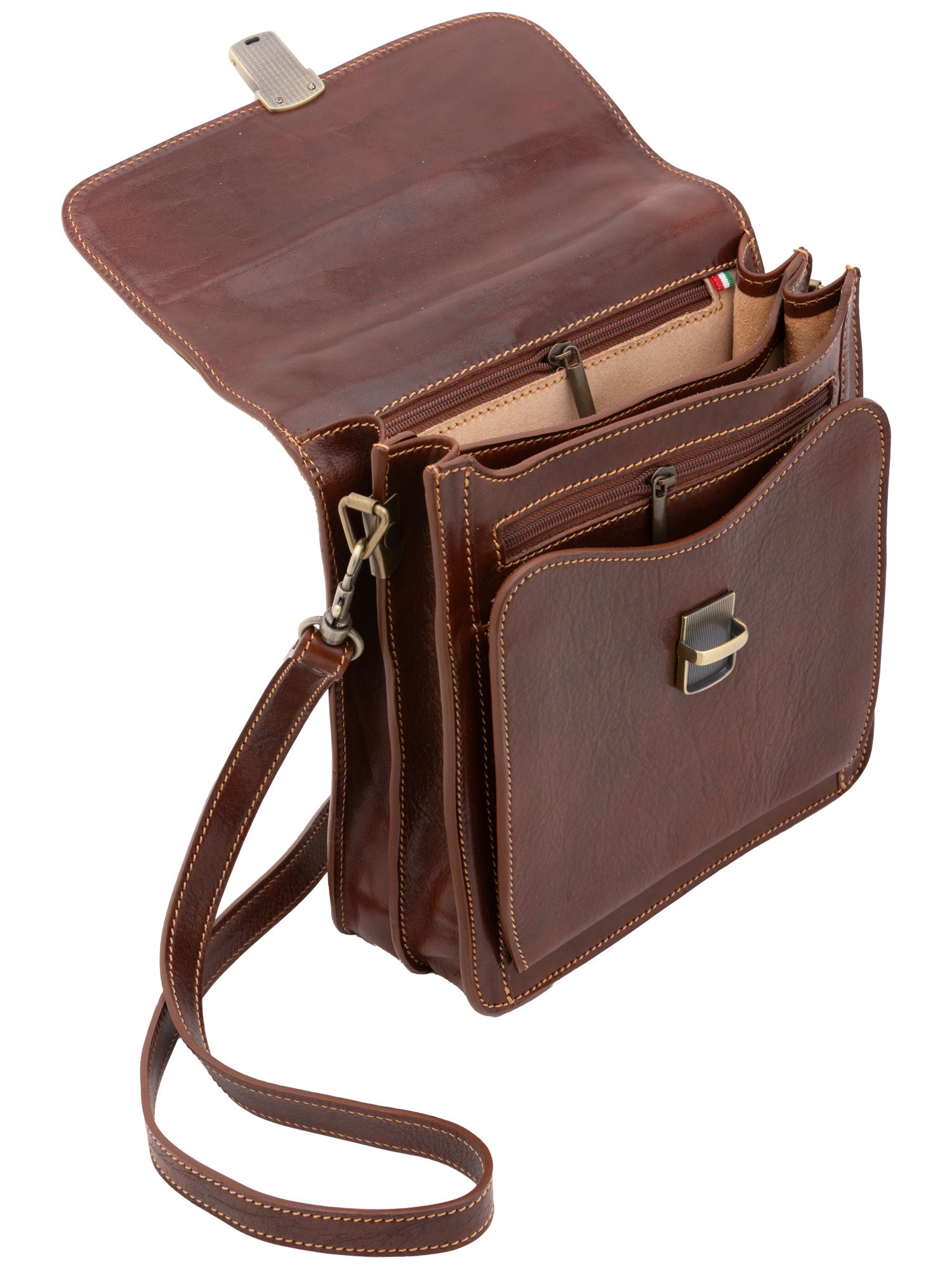 Borsa a tracolla uomo in vera pelle Made in Italy 5518-Marrone I Fratelli