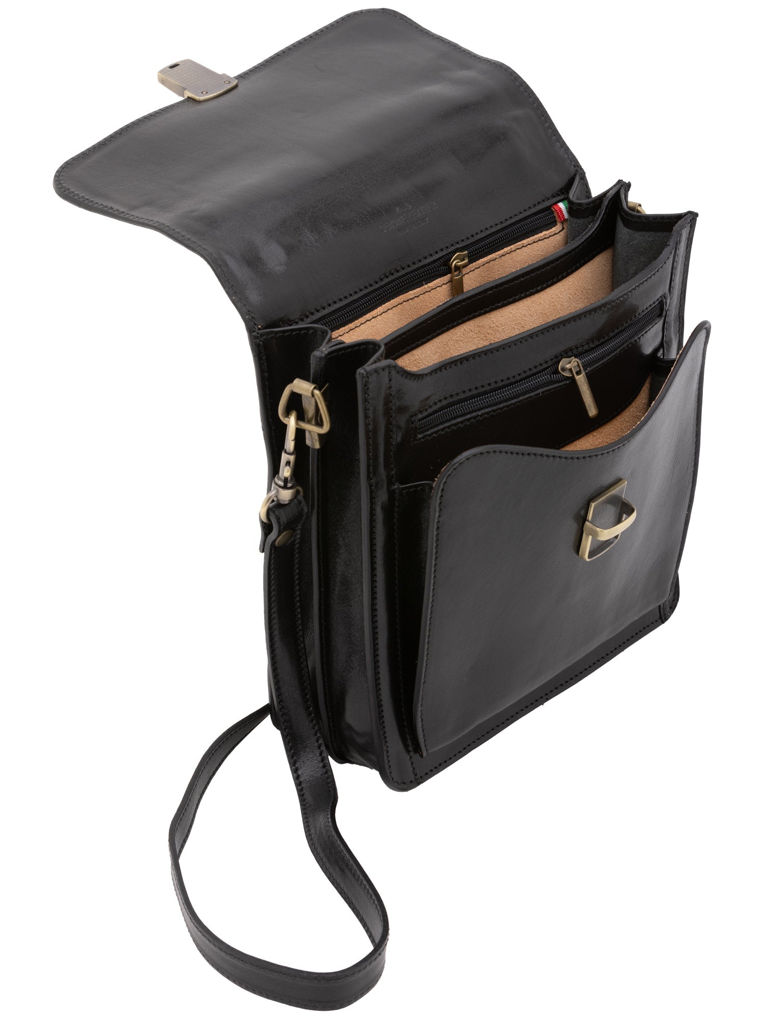 Borsa a tracolla uomo in vera pelle Made in Italy 5518-Nero I Fratelli