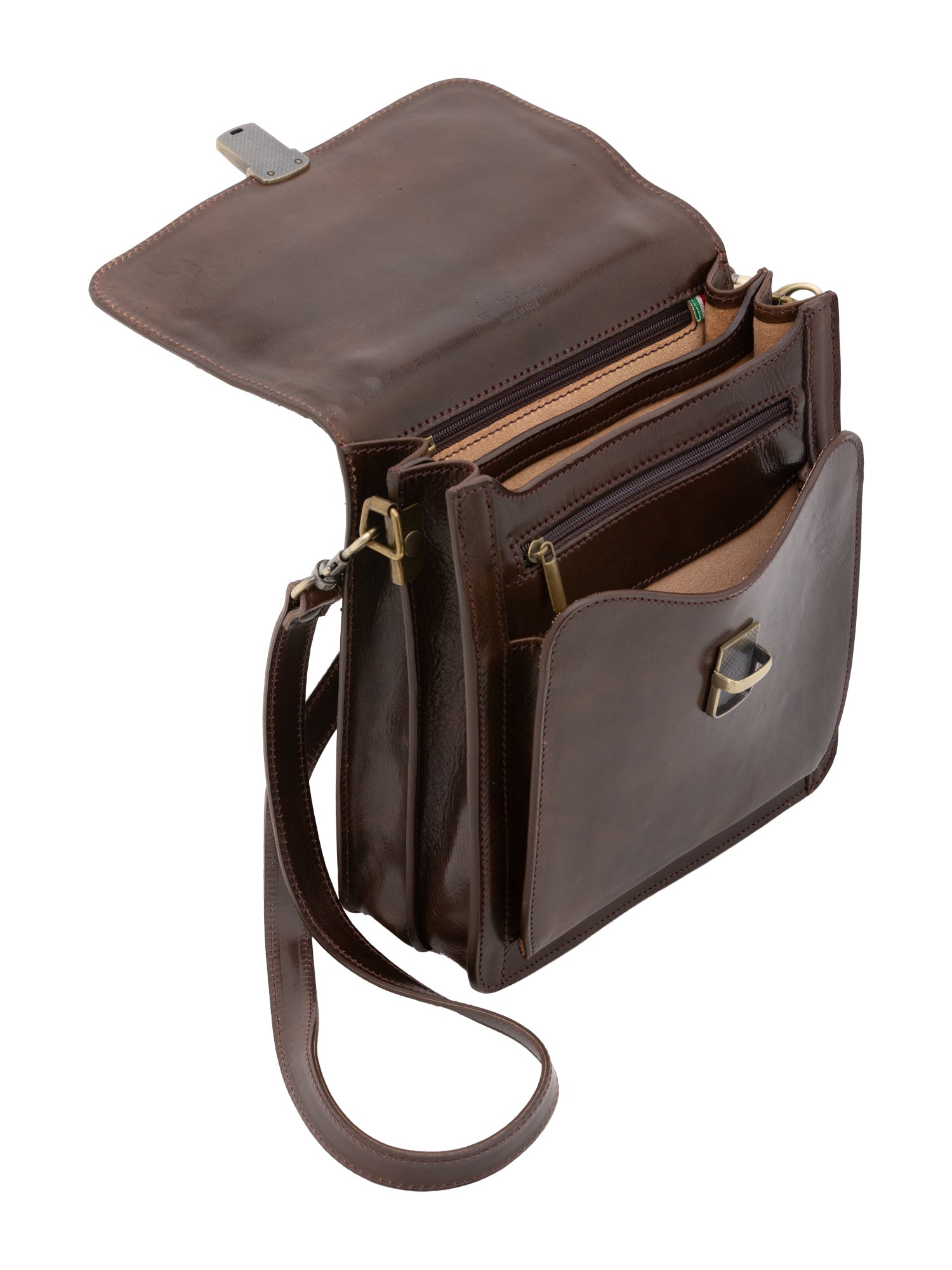 Borsa a tracolla uomo in vera pelle Made in Italy 5518-Tmoro I Fratelli