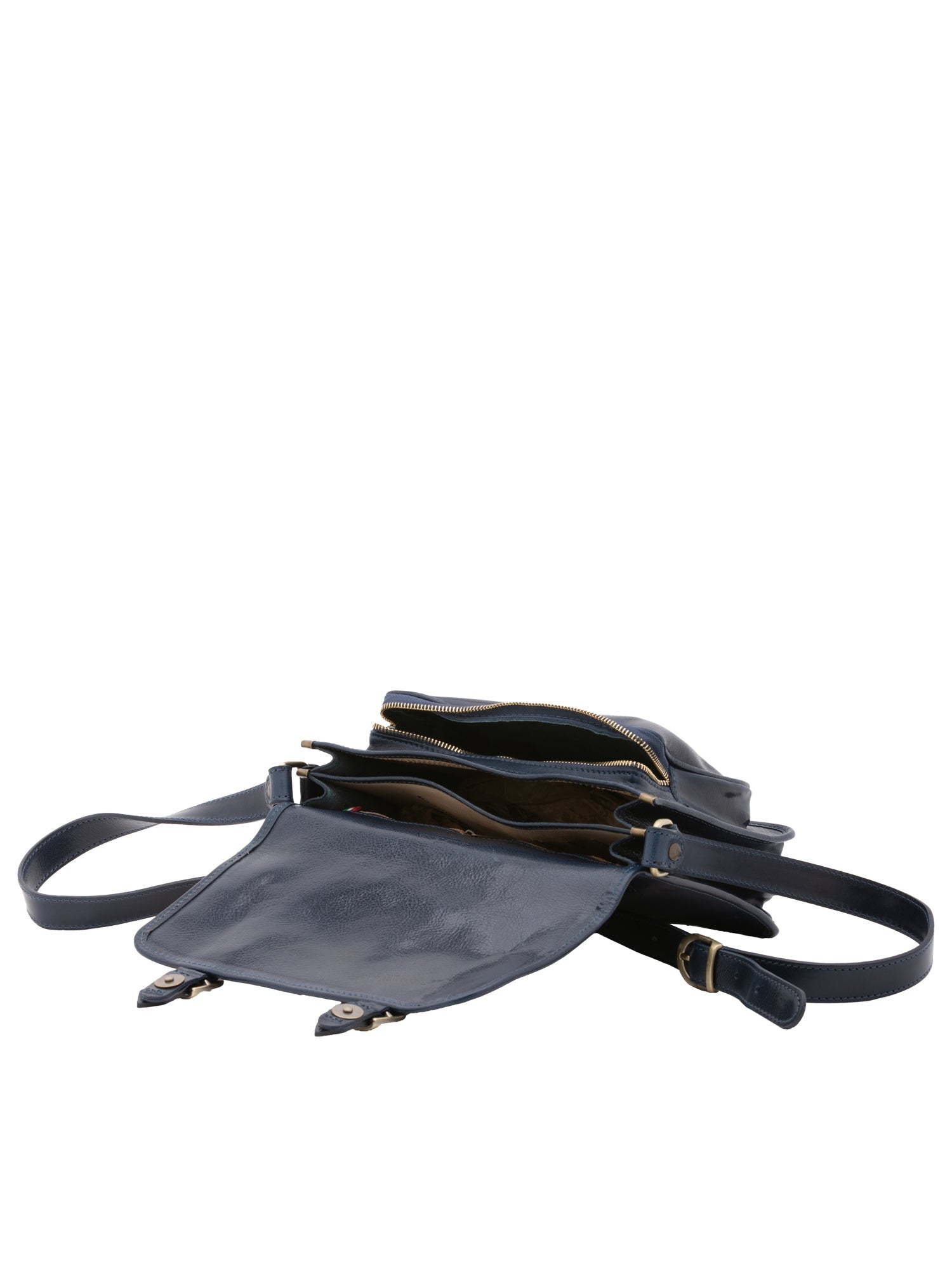 Borsa a tracolla da donna 100% vera pelle 5529-Blu I Fratelli